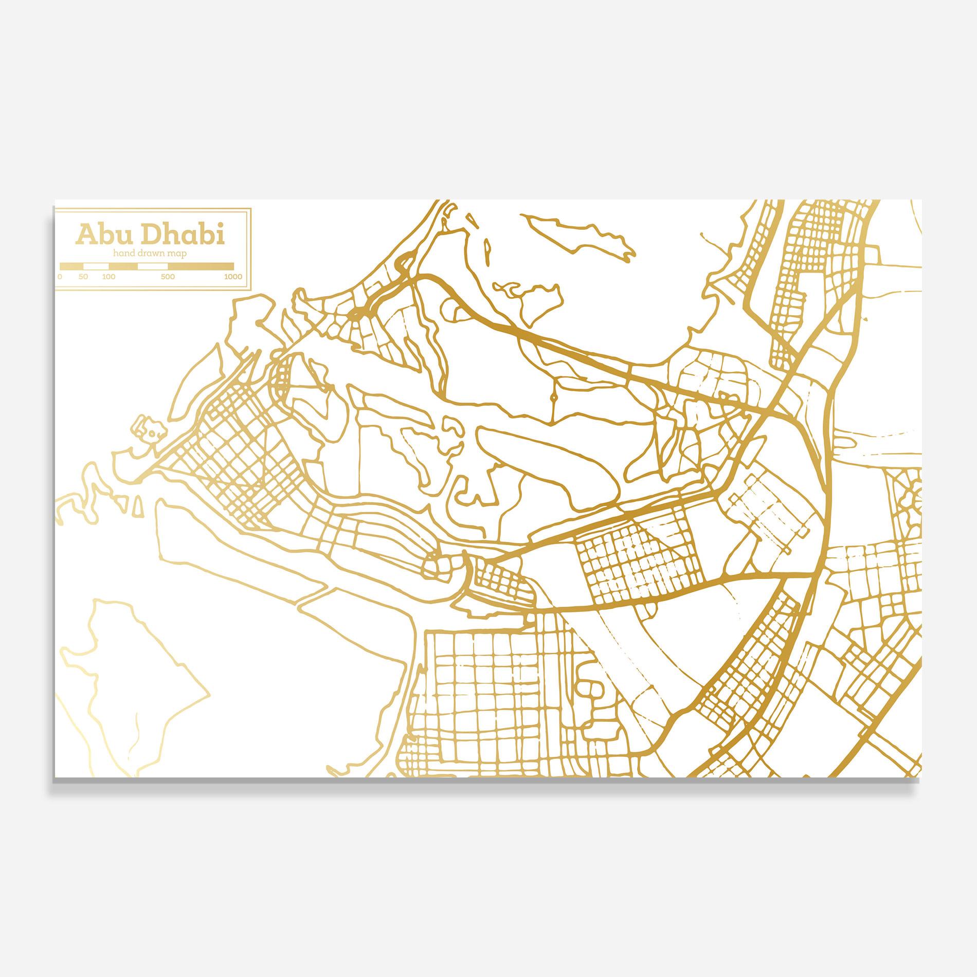 Obraz na Szkle Abu Dhabi Map mockup 0