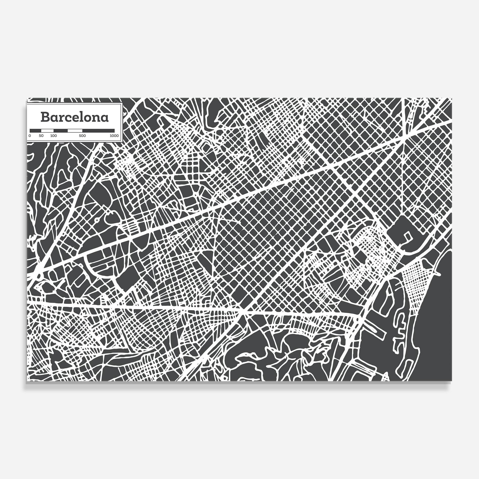 Obraz na Szkle Barcelona Map mockup 0