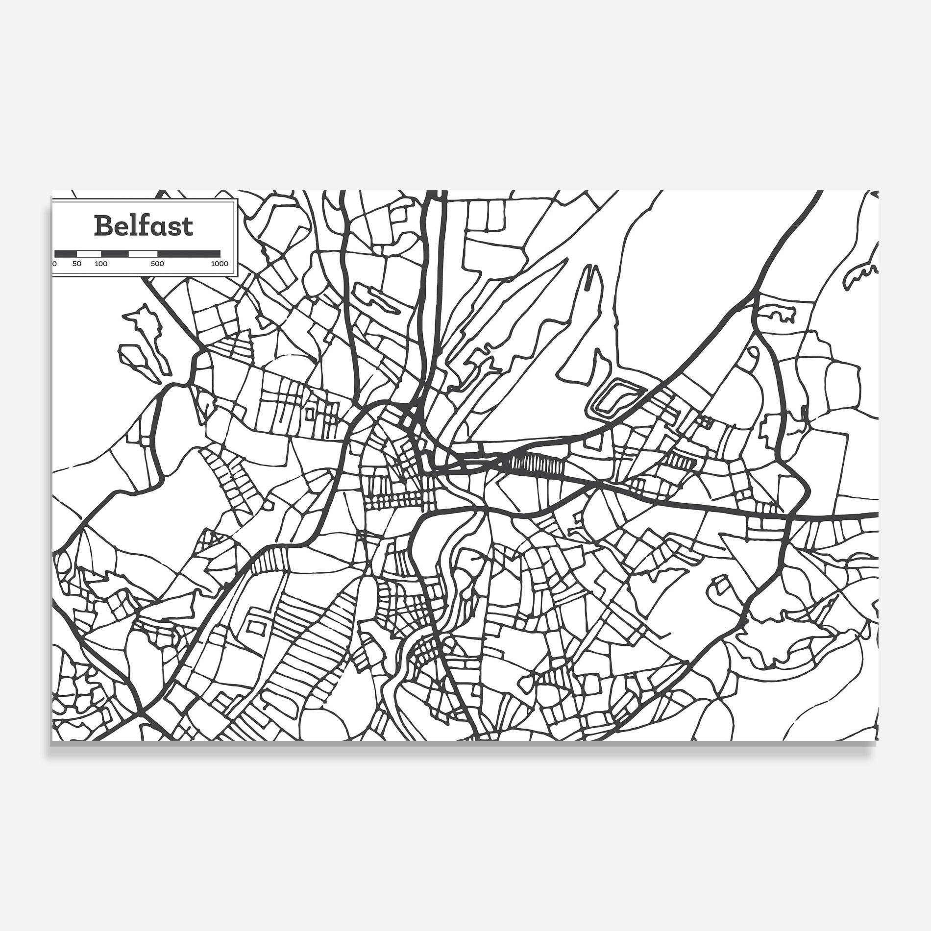 Obraz na Szkle Belfast Map mockup 0