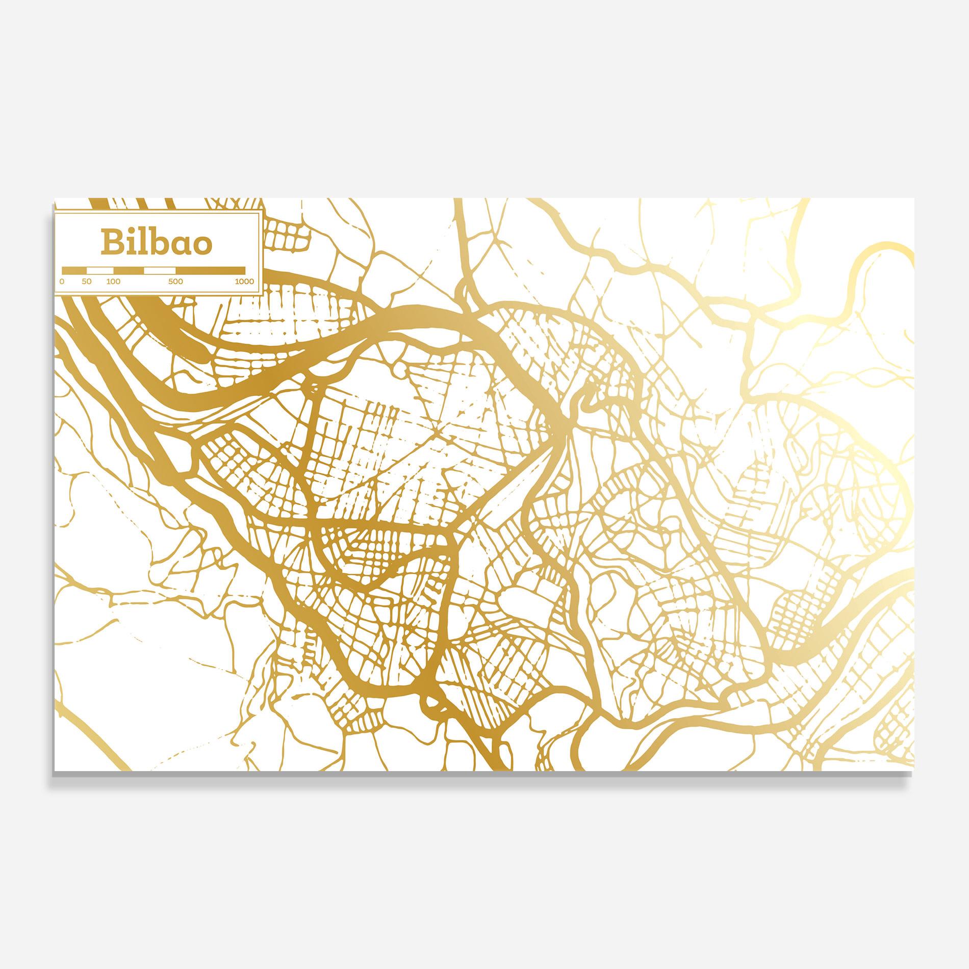 Obraz na Szkle Bilbao Gold Map mockup 0