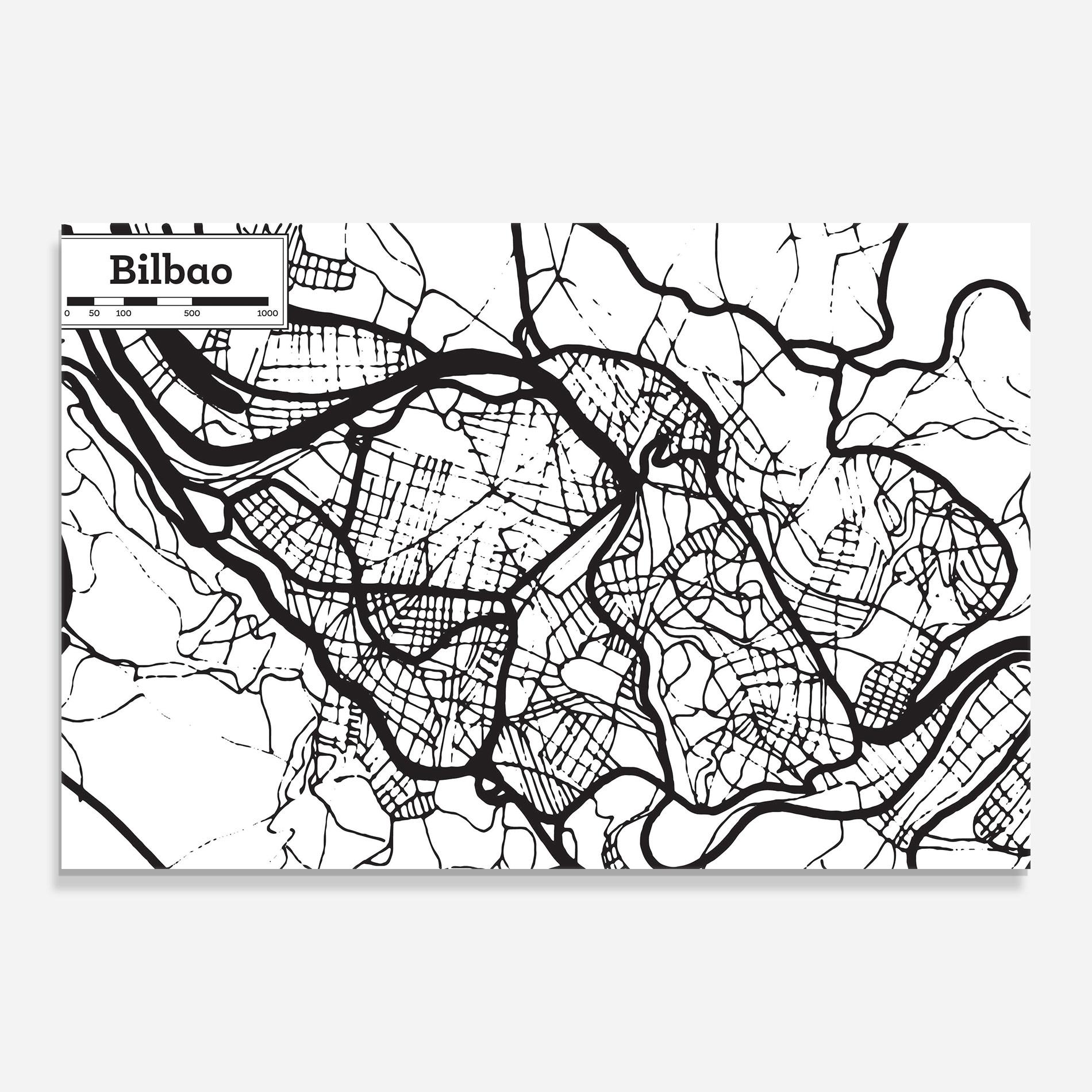 Obraz na Szkle Bilbao Map mockup 0