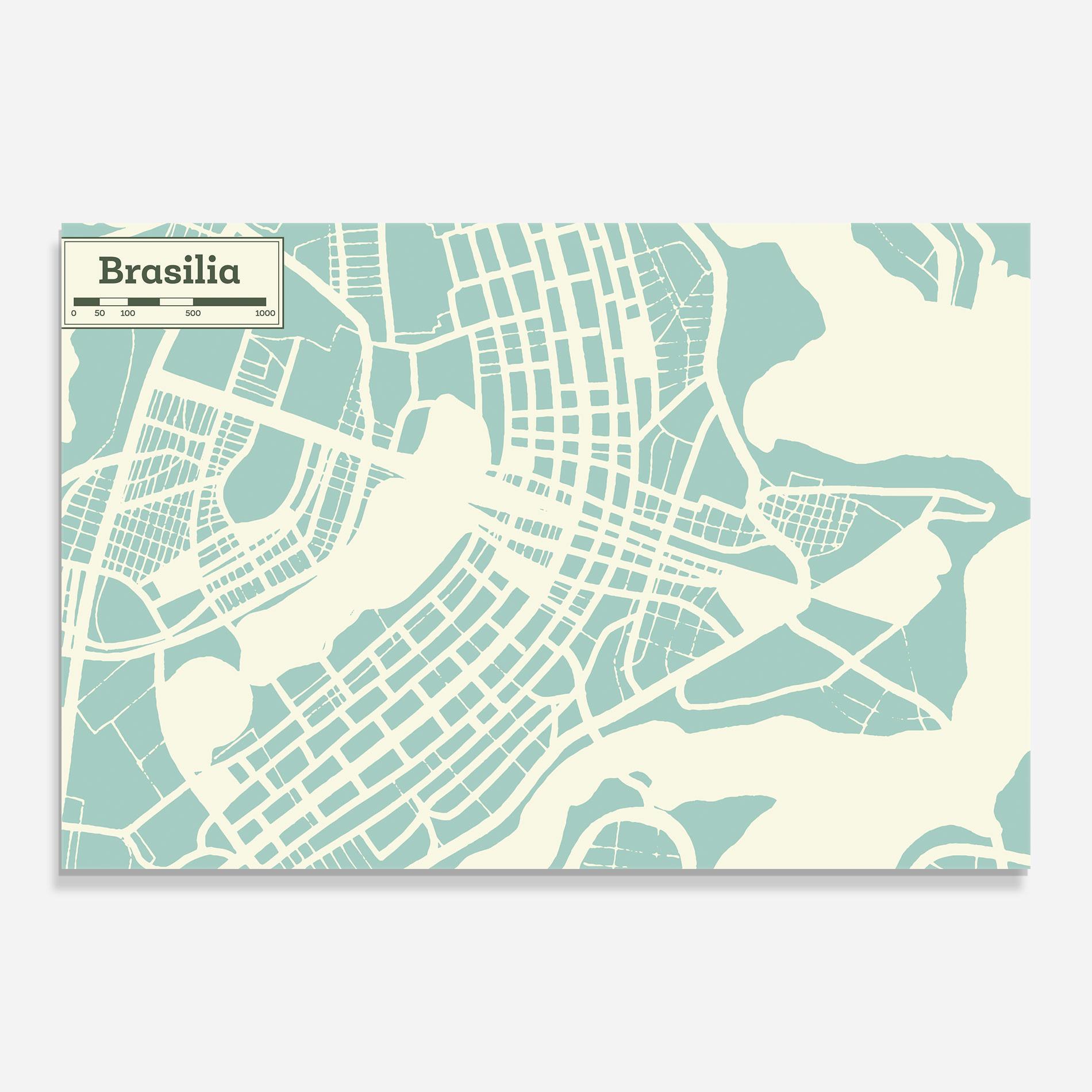 Obraz na Szkle Brasilia Map mockup 0
