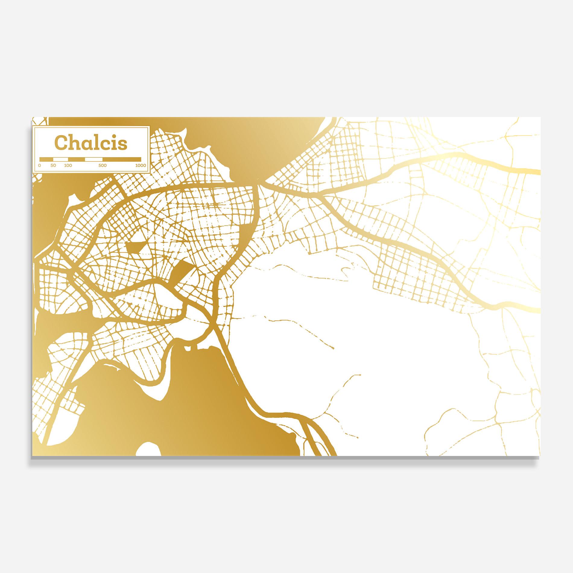 Obraz na Szkle Chalcis Gold Map mockup 0