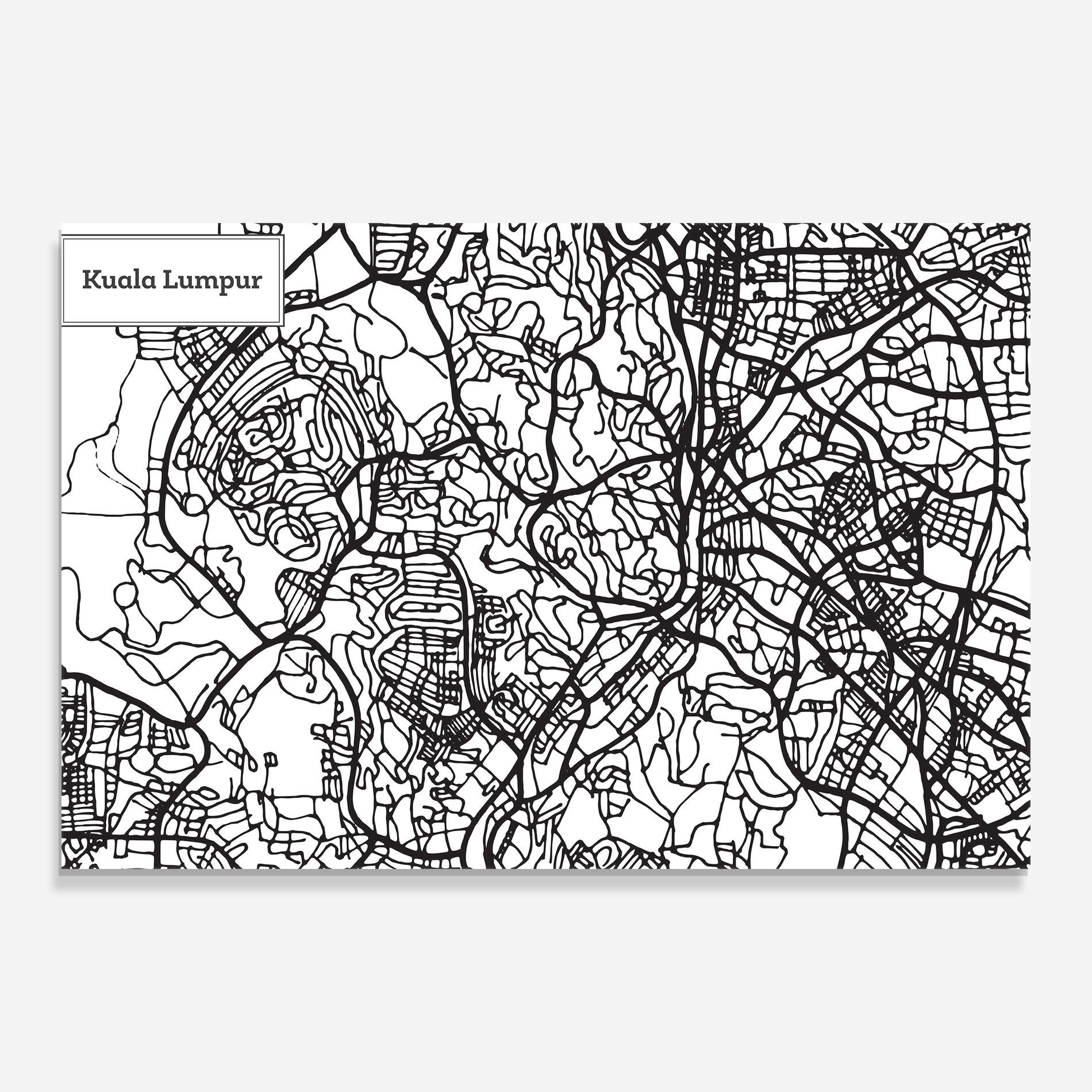 Obraz na Szkle Kuala Lumpur Map mockup 0