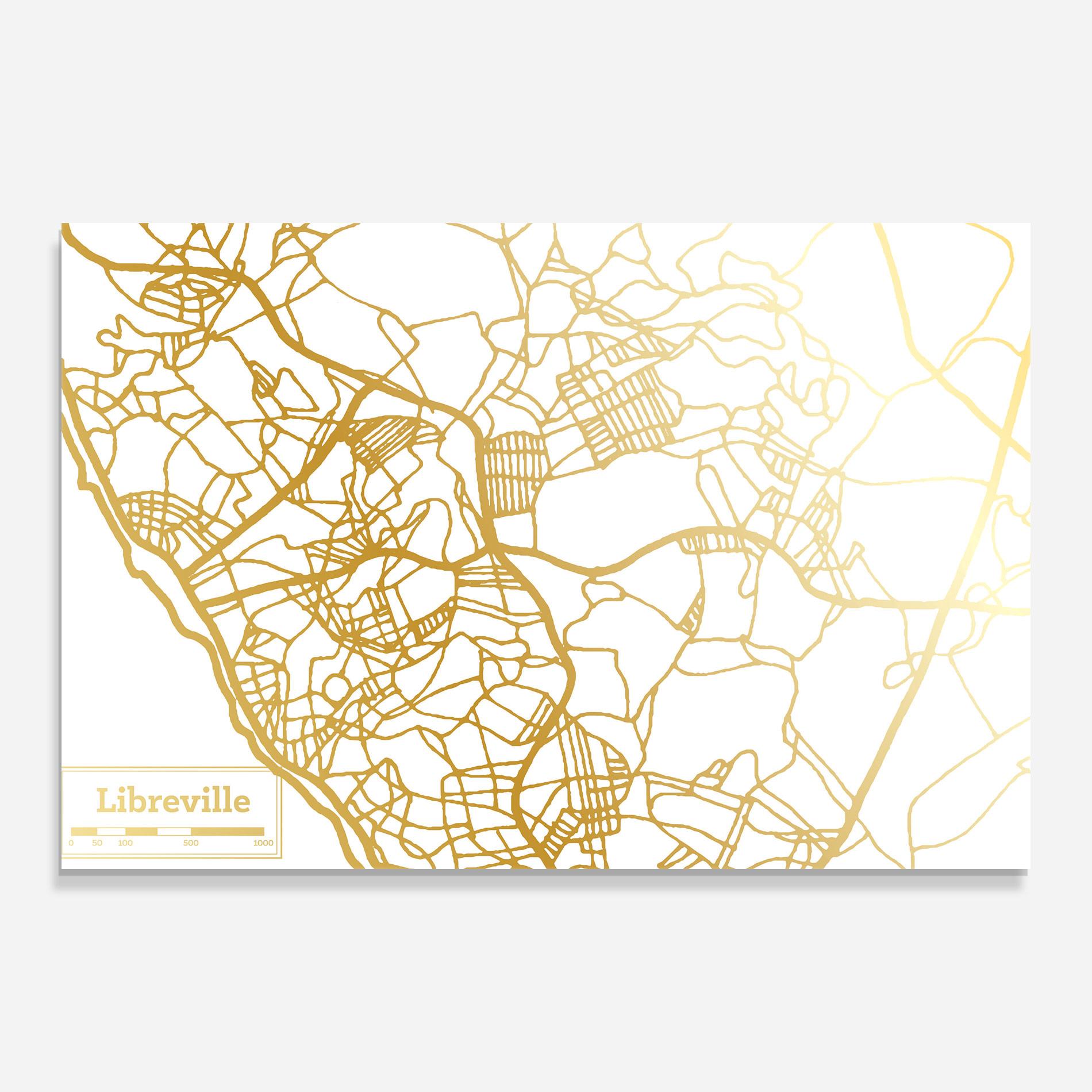 Obraz na Szkle Libreville Gold Map mockup 0