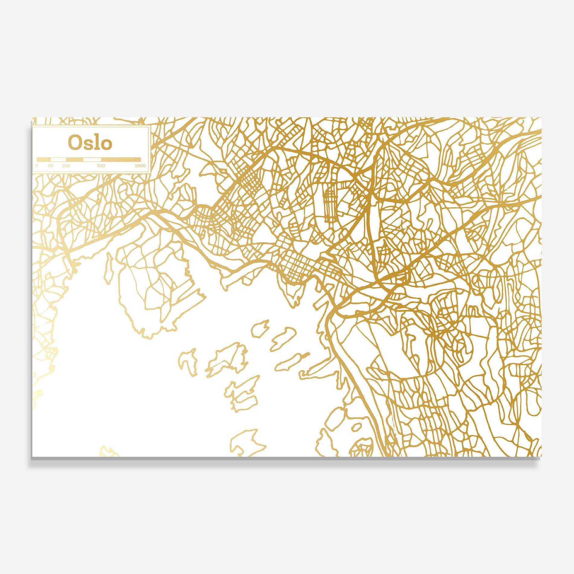 Obraz na Szkle Oslo Gold Map mockup 0