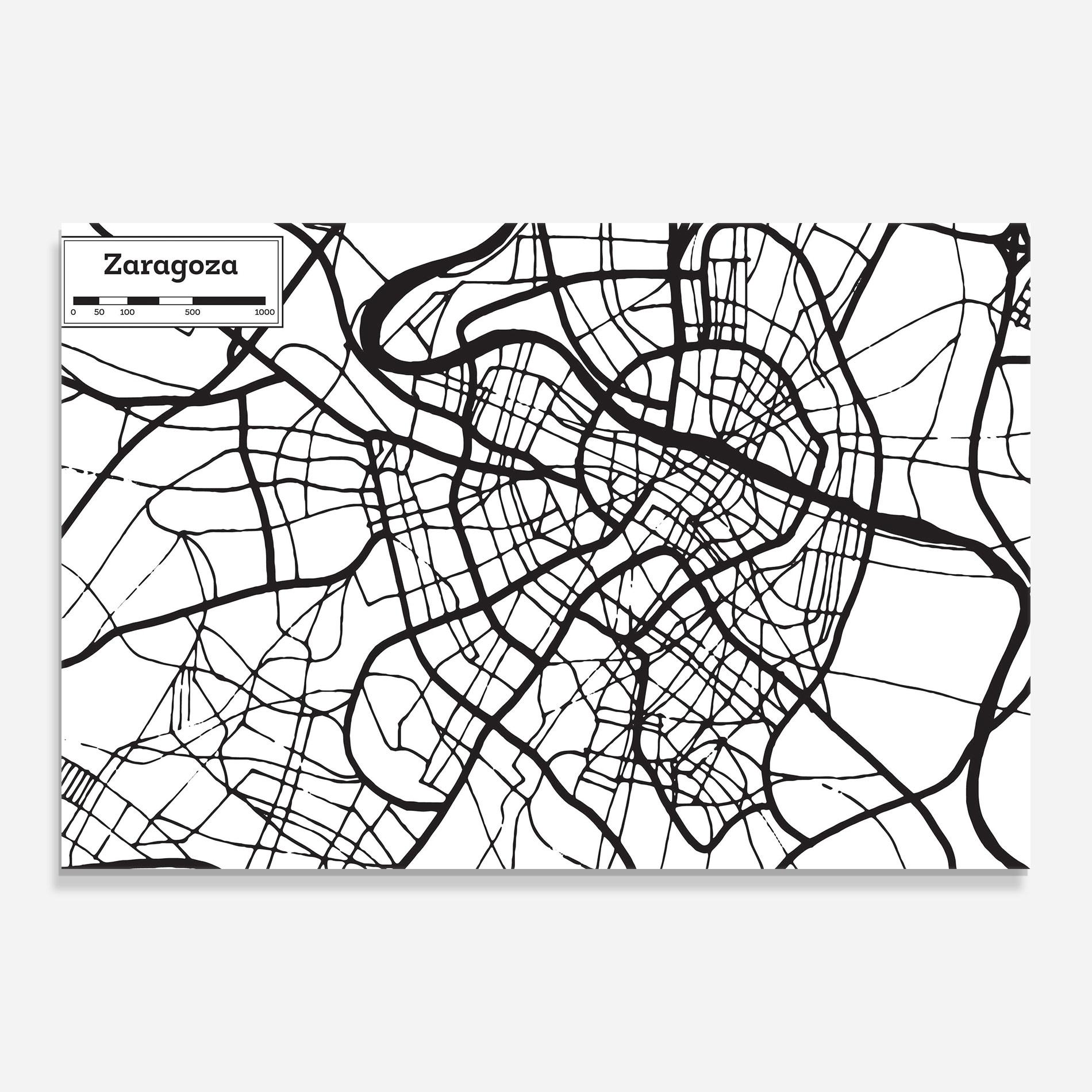 Obraz na Szkle Zaragoza City Map mockup 0