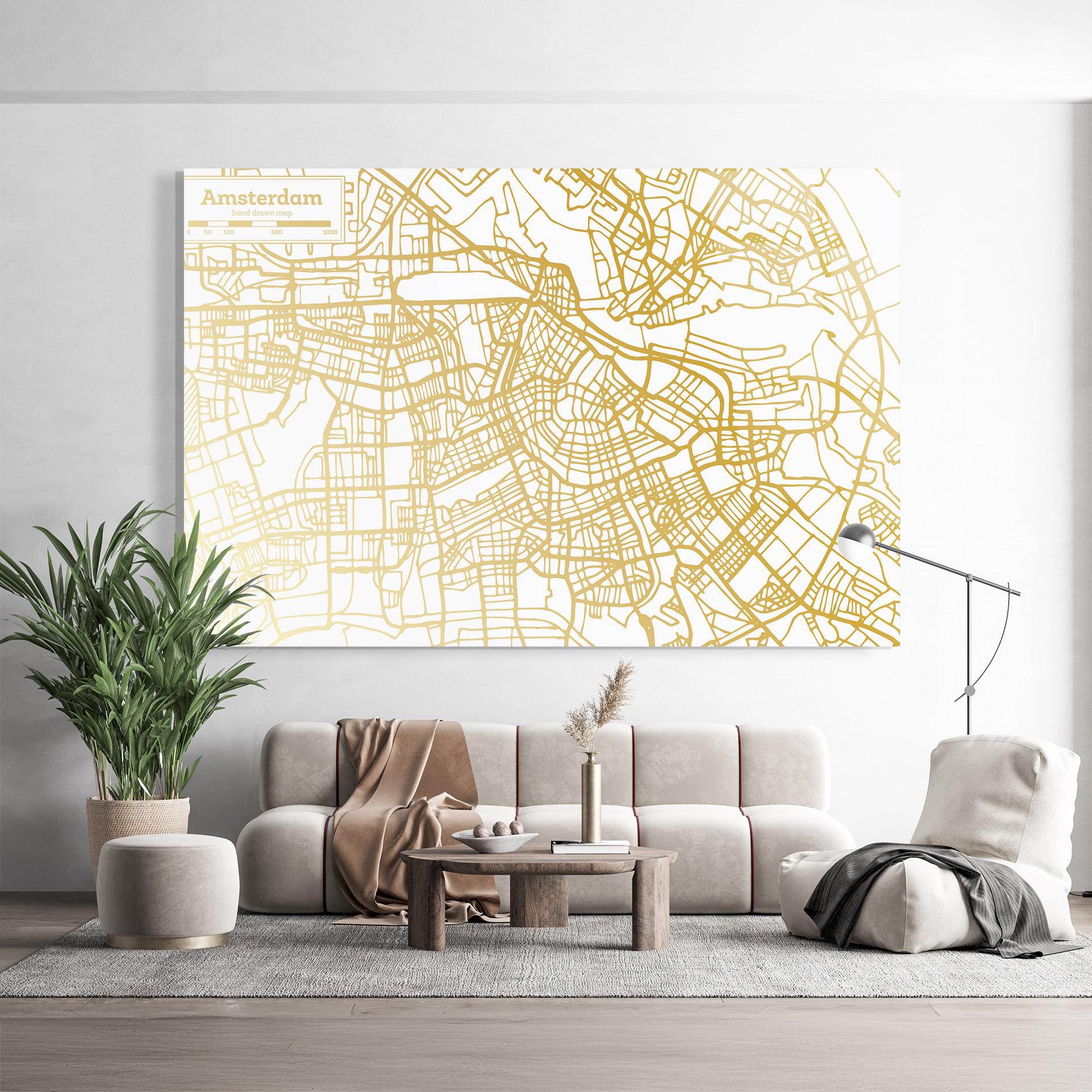 Obraz na Szkle Amsterdam Gold Map mockup 9
