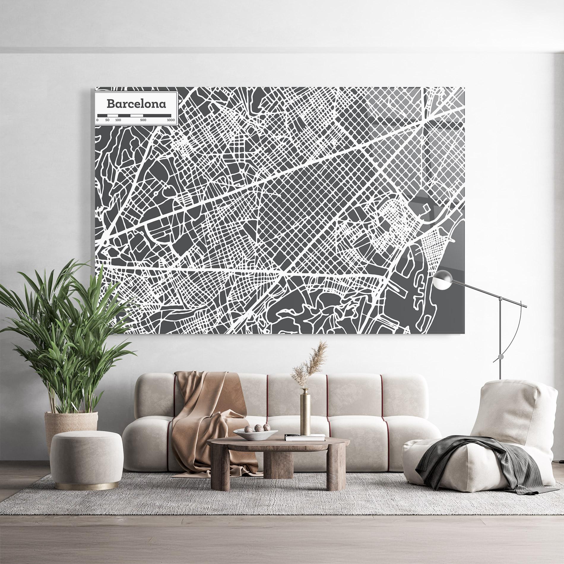 Obraz na Szkle Barcelona Map mockup 9