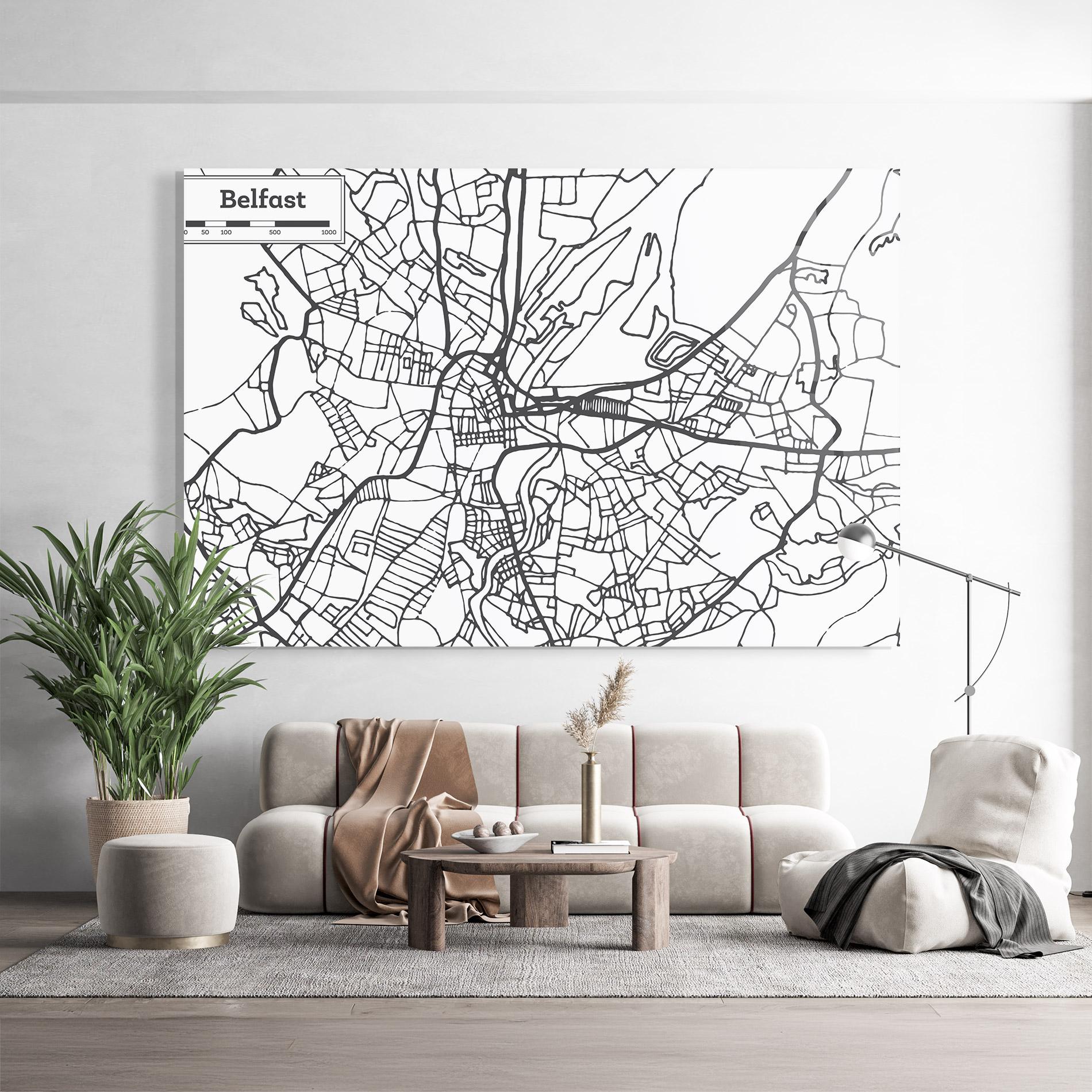 Obraz na Szkle Belfast Map mockup 9