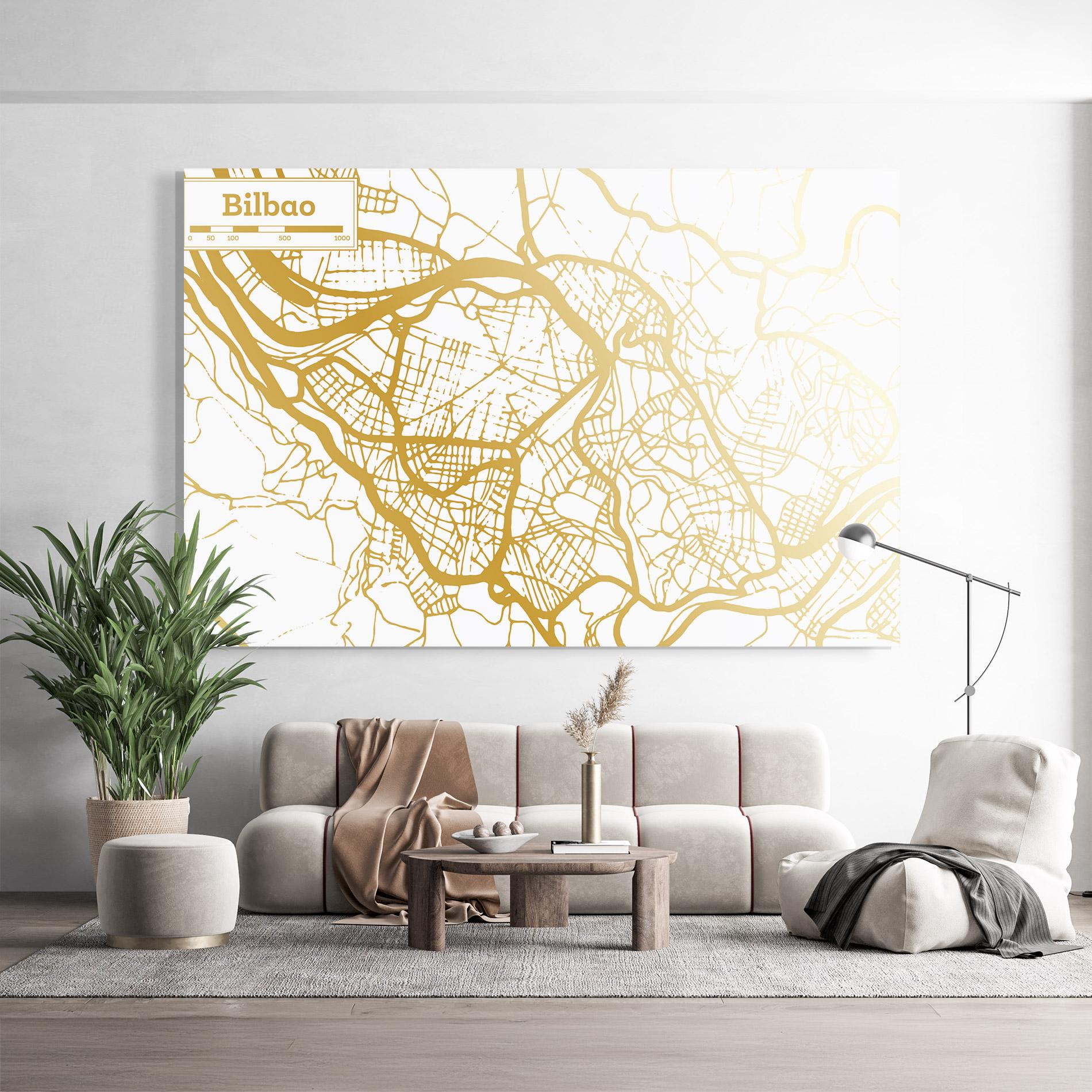 Obraz na Szkle Bilbao Gold Map mockup 9