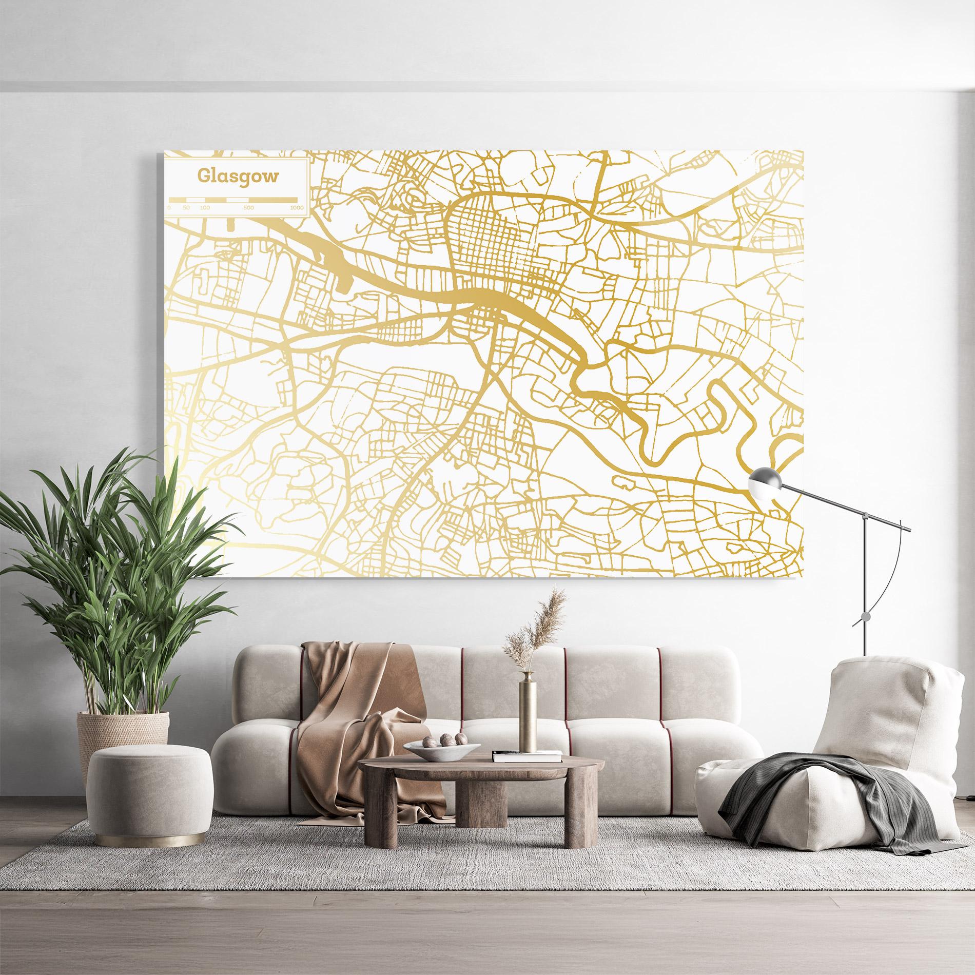Obraz na Szkle Glasgow Gold Map mockup 9