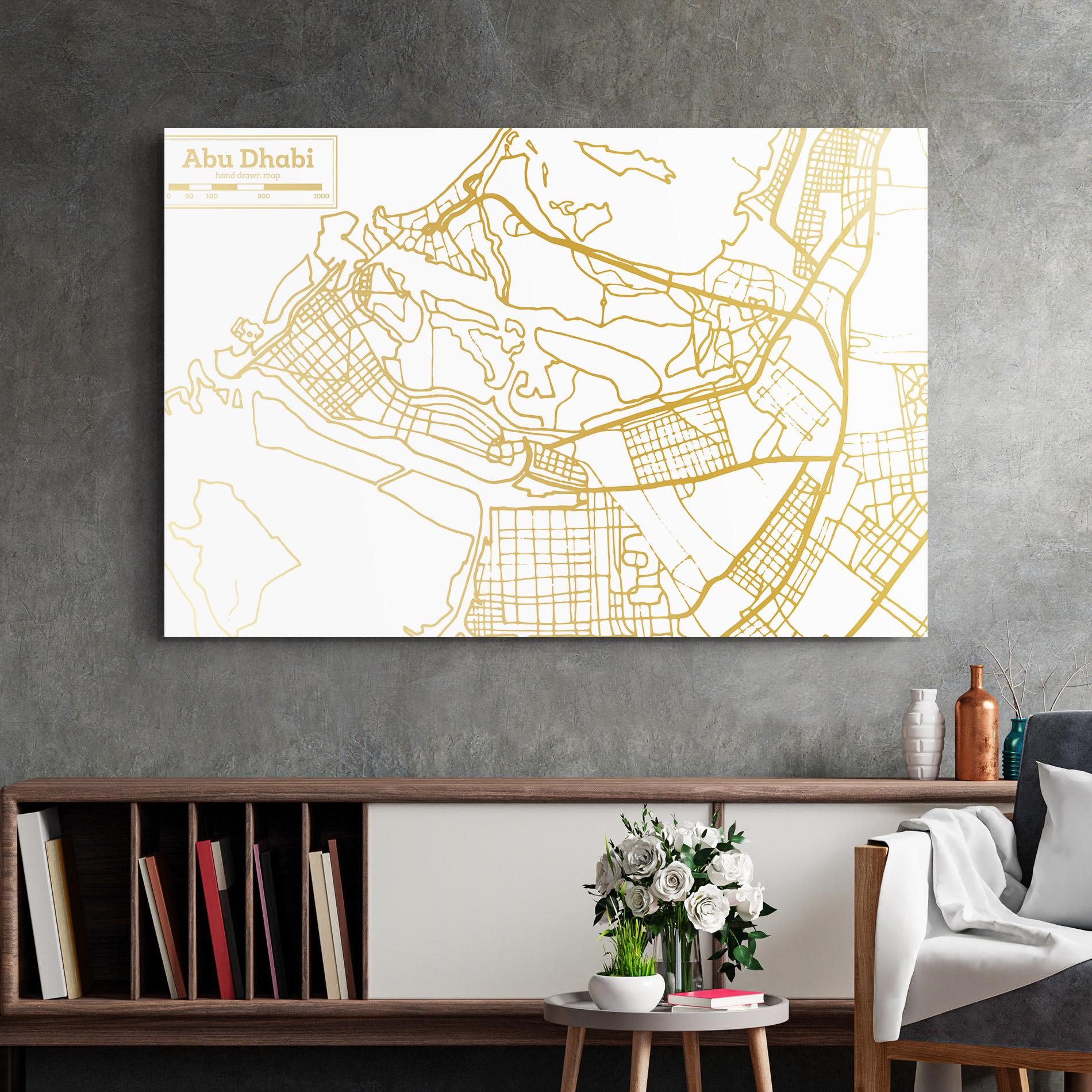 Obraz na Szkle Abu Dhabi Map mockup 2