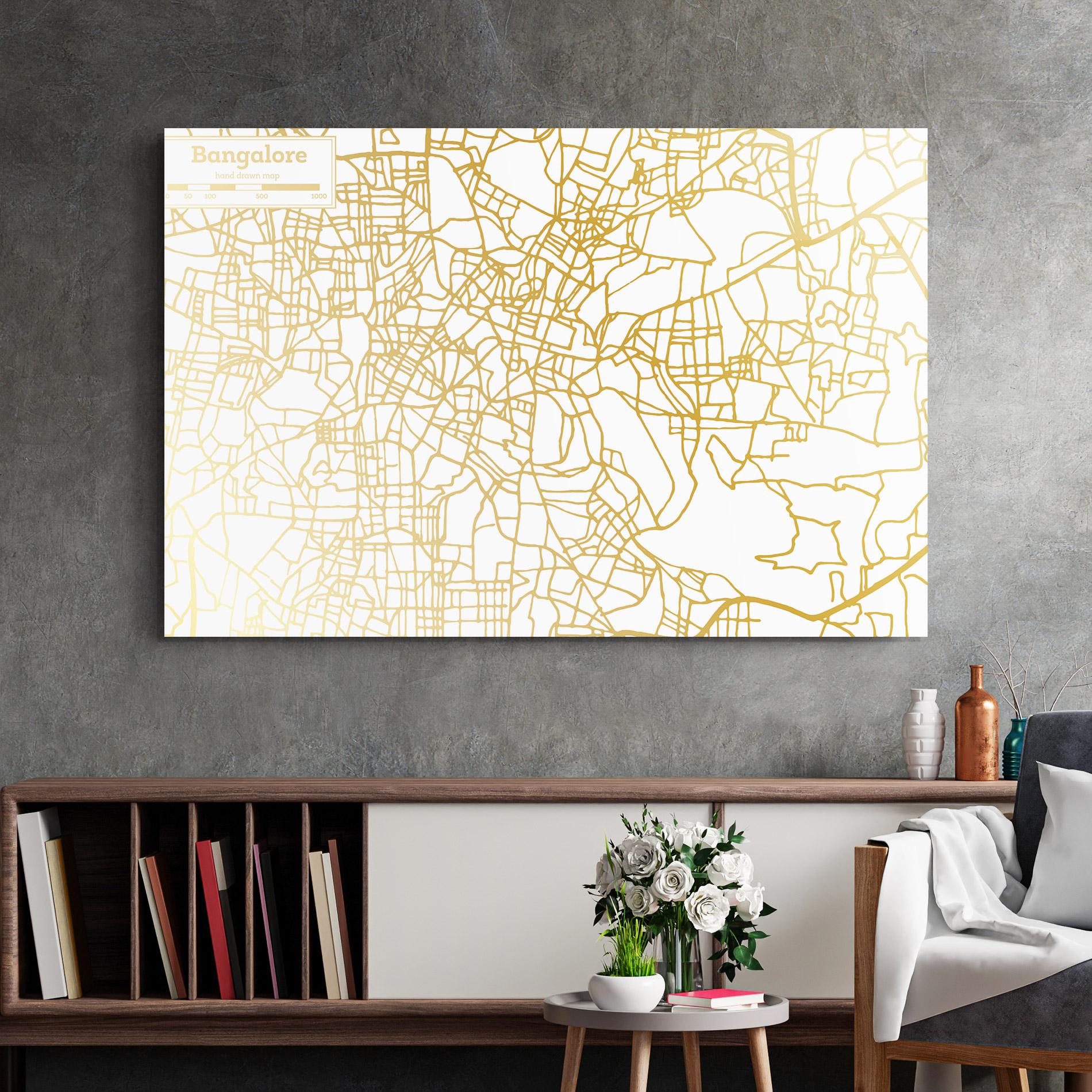 Obraz na Szkle Bangalore Map mockup 2