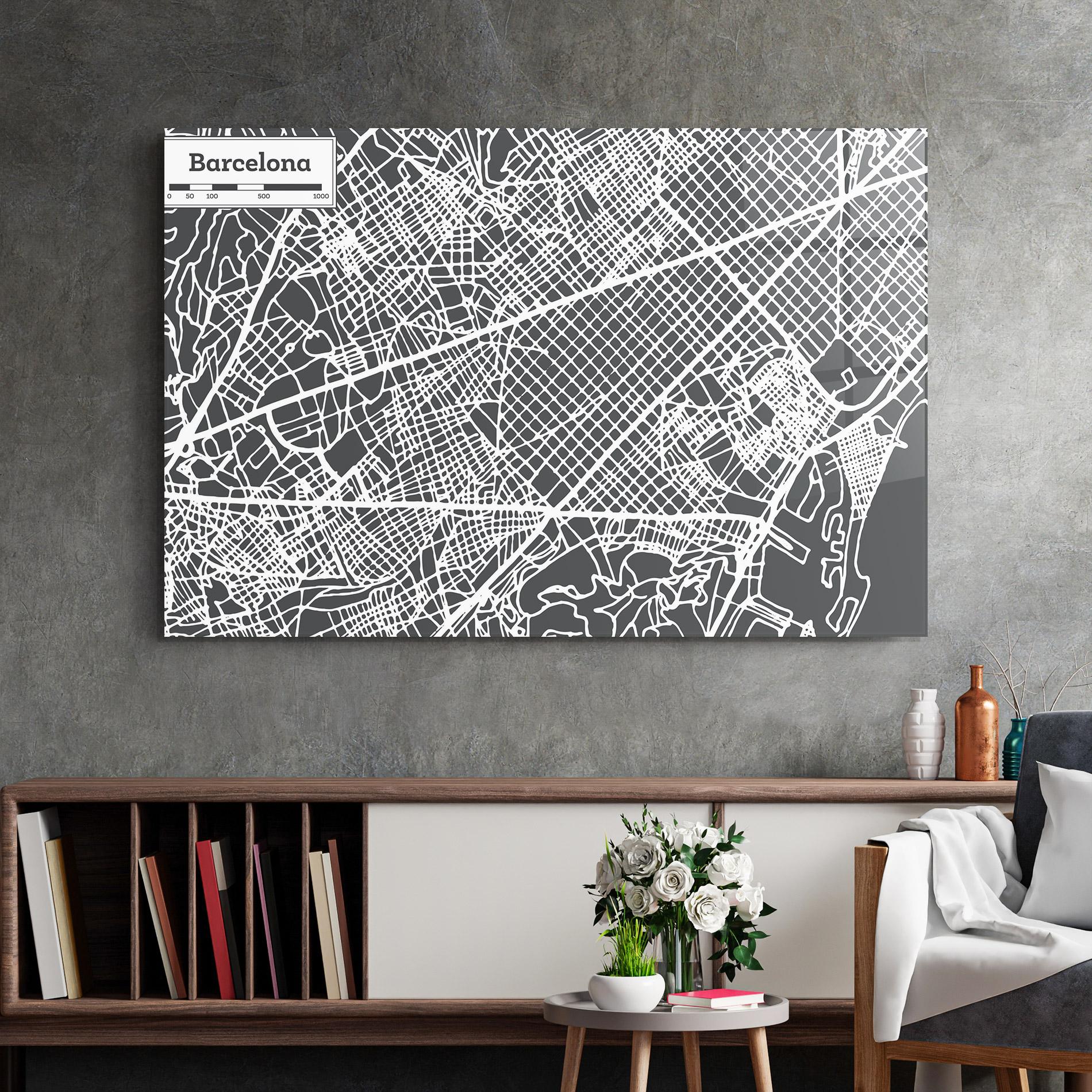 Obraz na Szkle Barcelona Map mockup 2