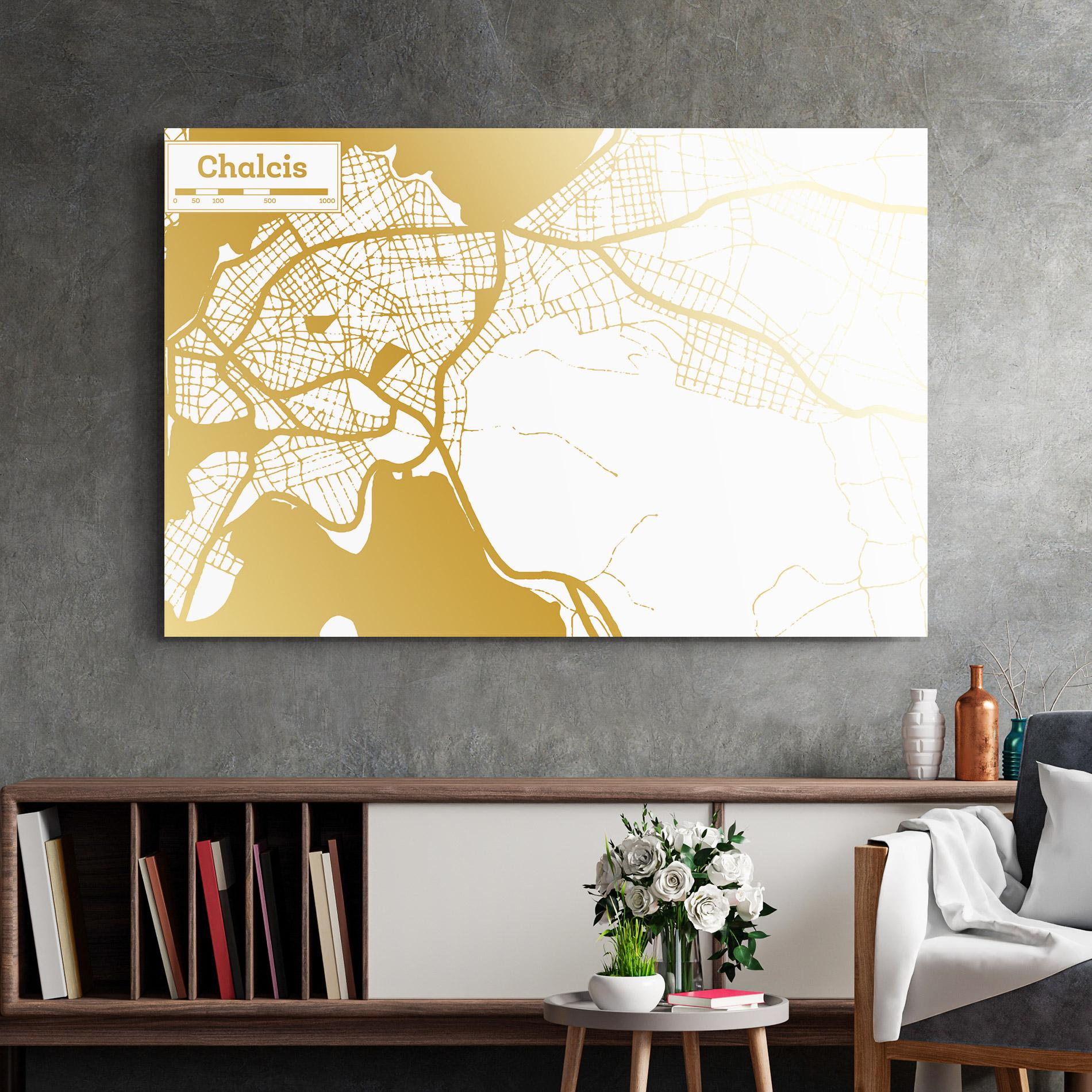 Obraz na Szkle Chalcis Gold Map mockup 2
