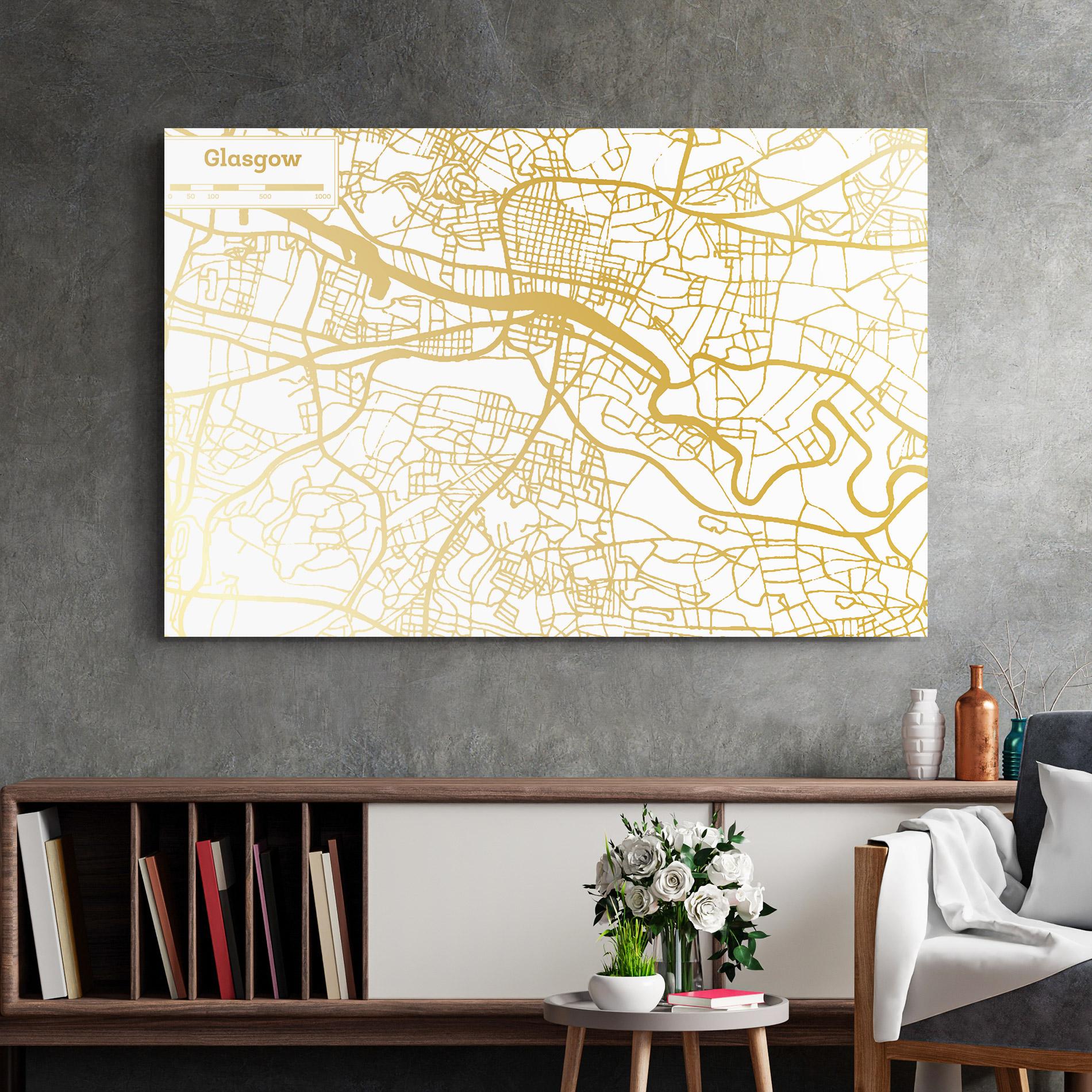 Obraz na Szkle Glasgow Gold Map mockup 2