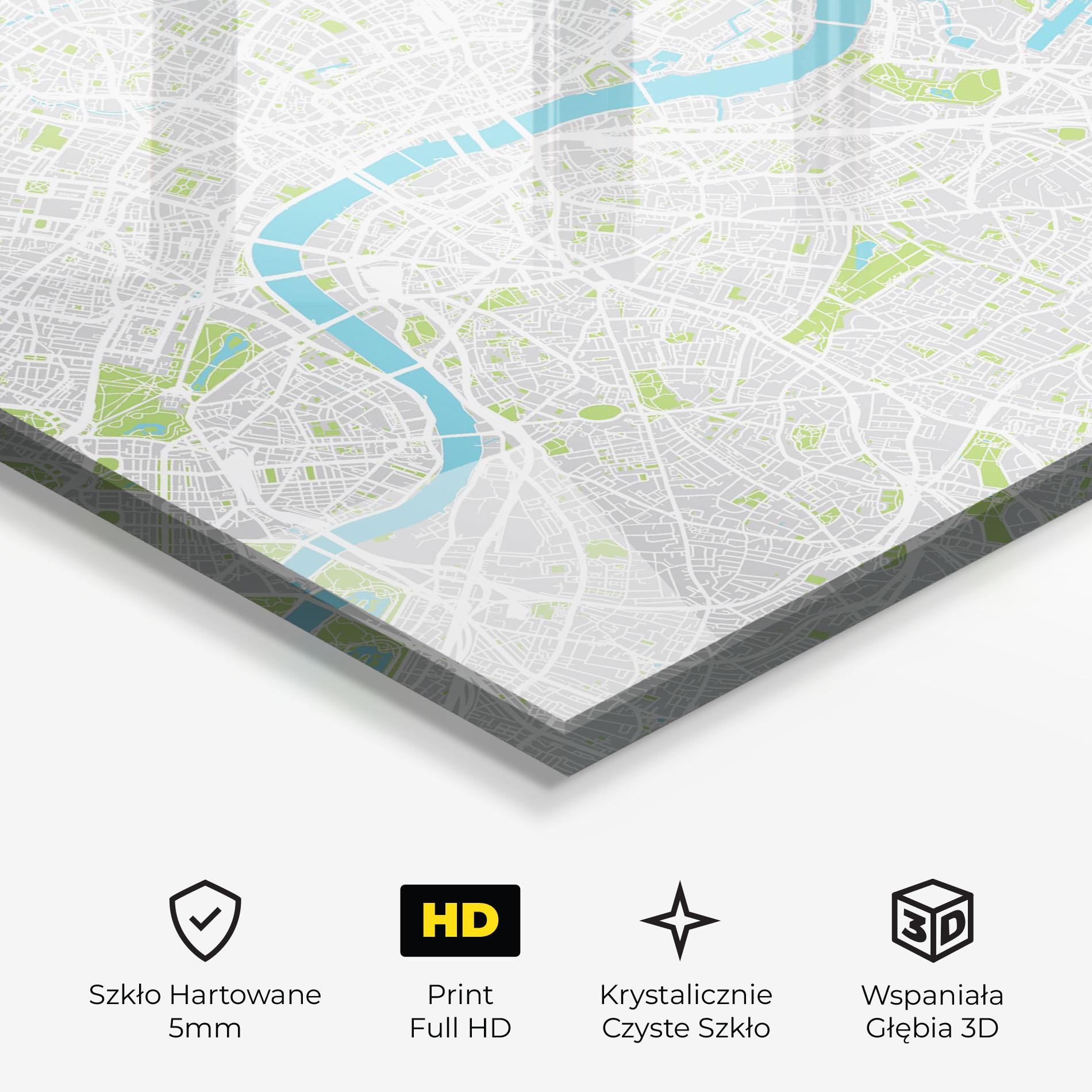 Obraz na Szkle City Color Map mockup 3