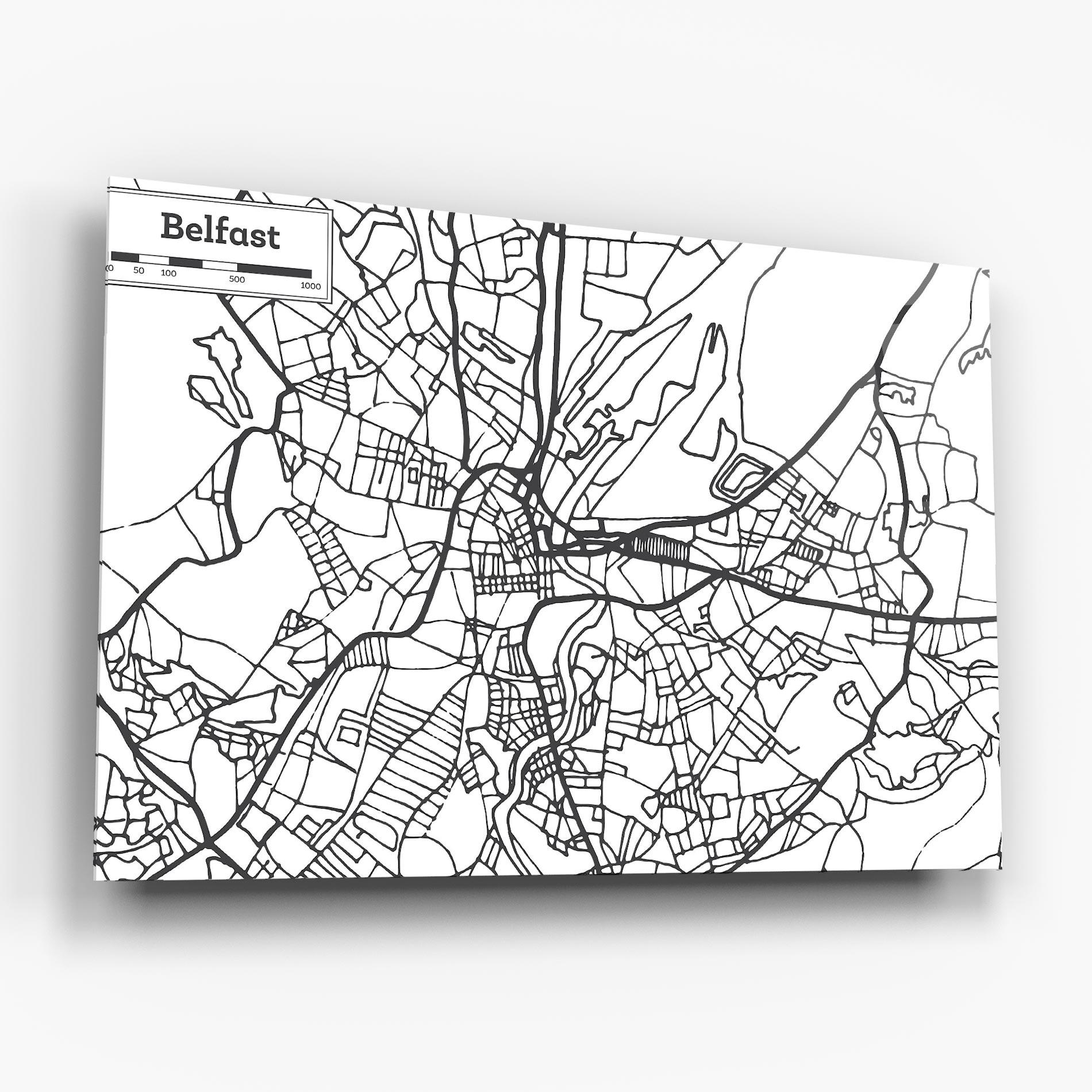 Obraz na Szkle Belfast Map mockup 6