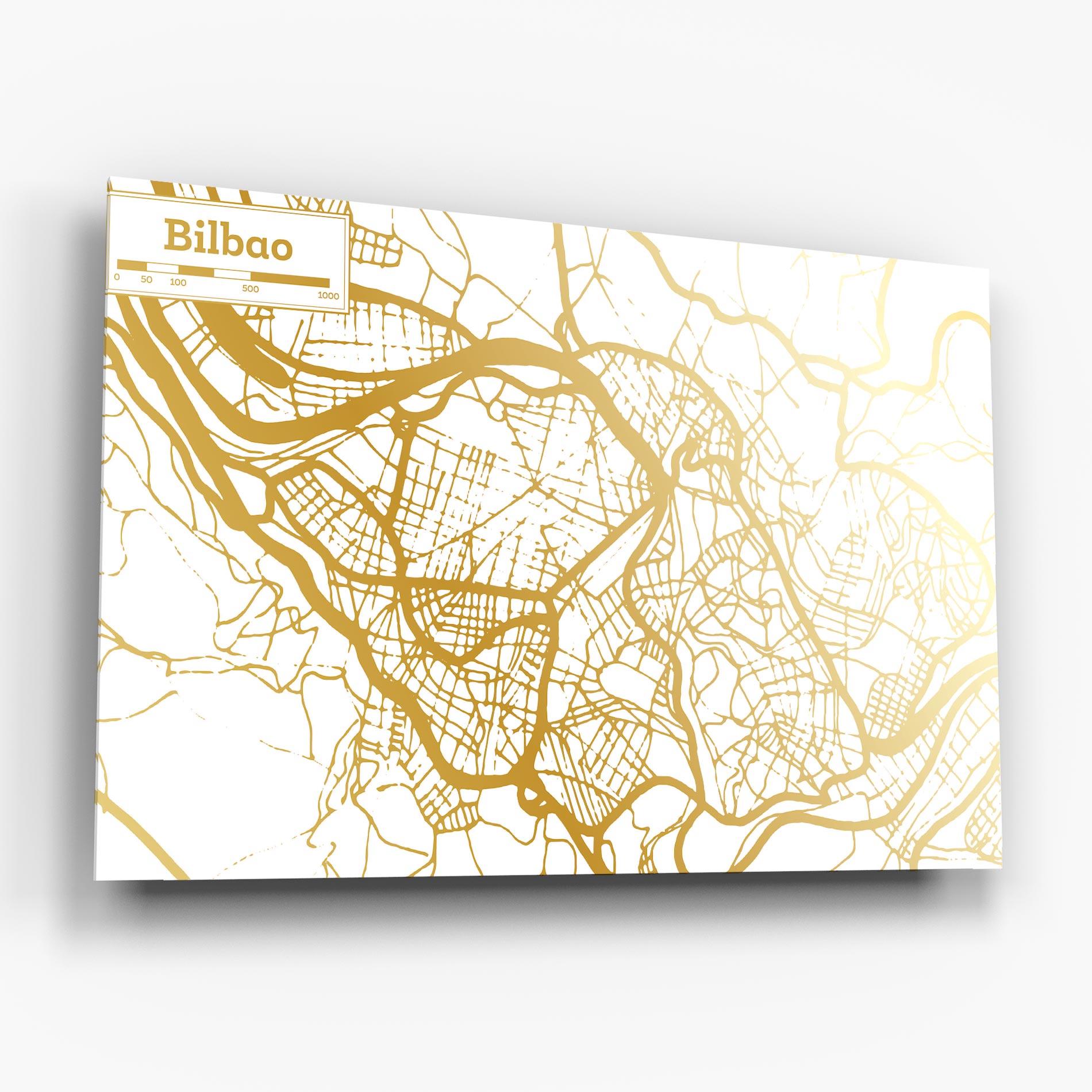 Obraz na Szkle Bilbao Gold Map mockup 6