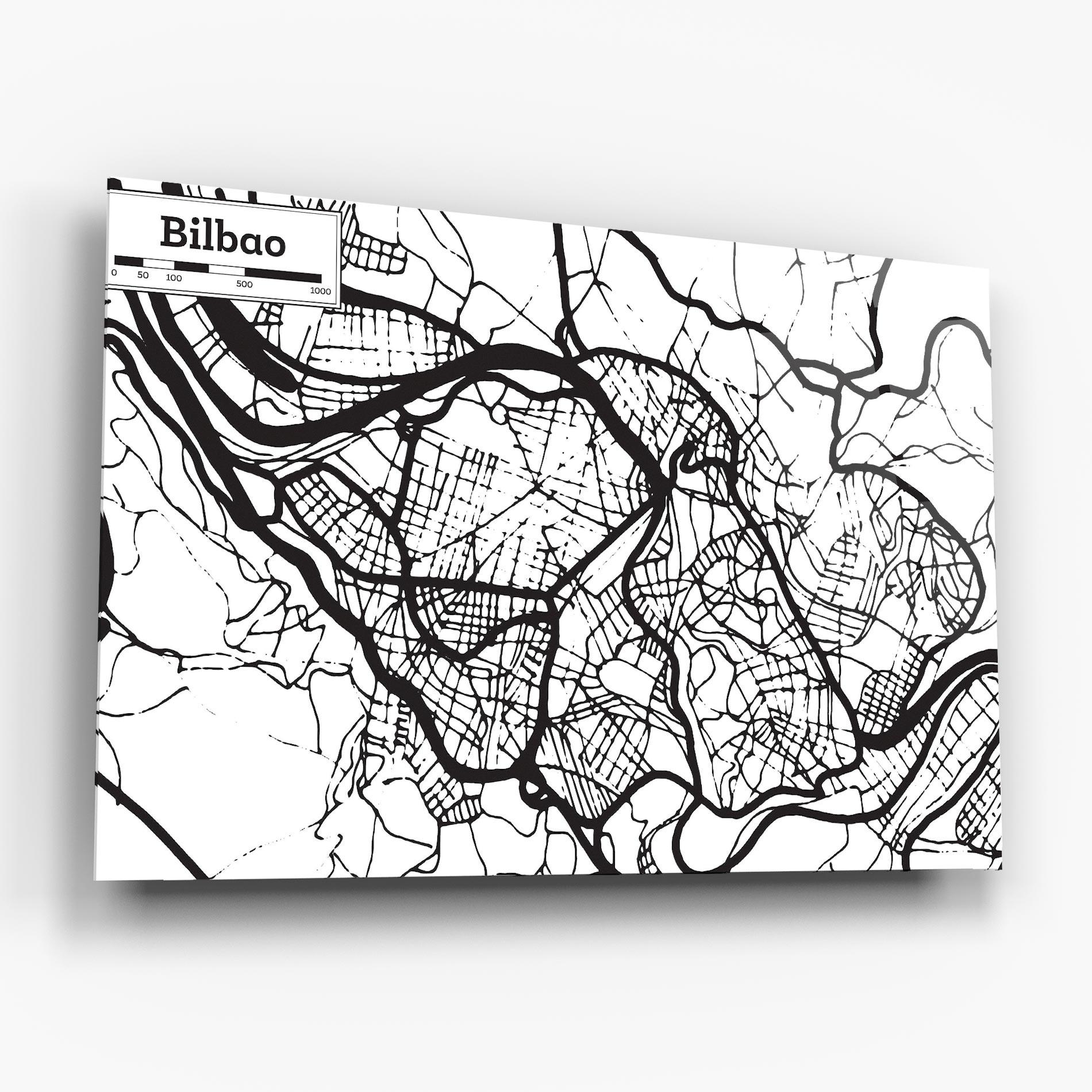Obraz na Szkle Bilbao Map mockup 6