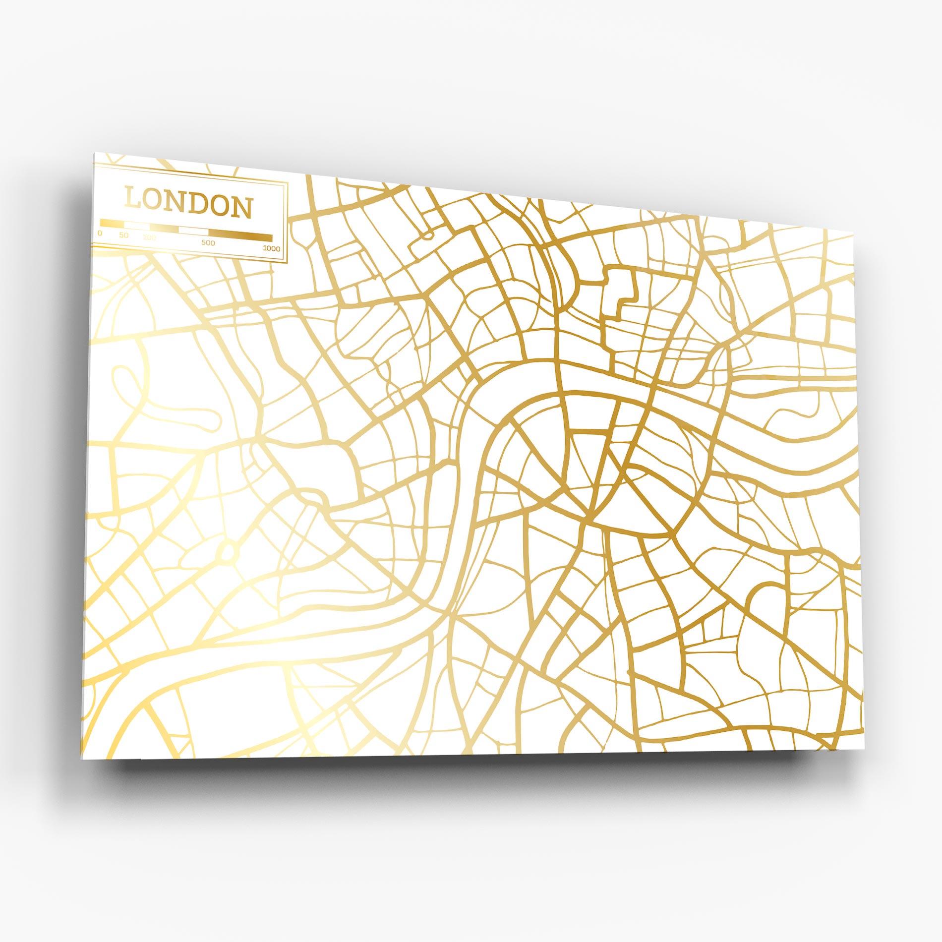 Obraz na Szkle London Gold Map mockup 6