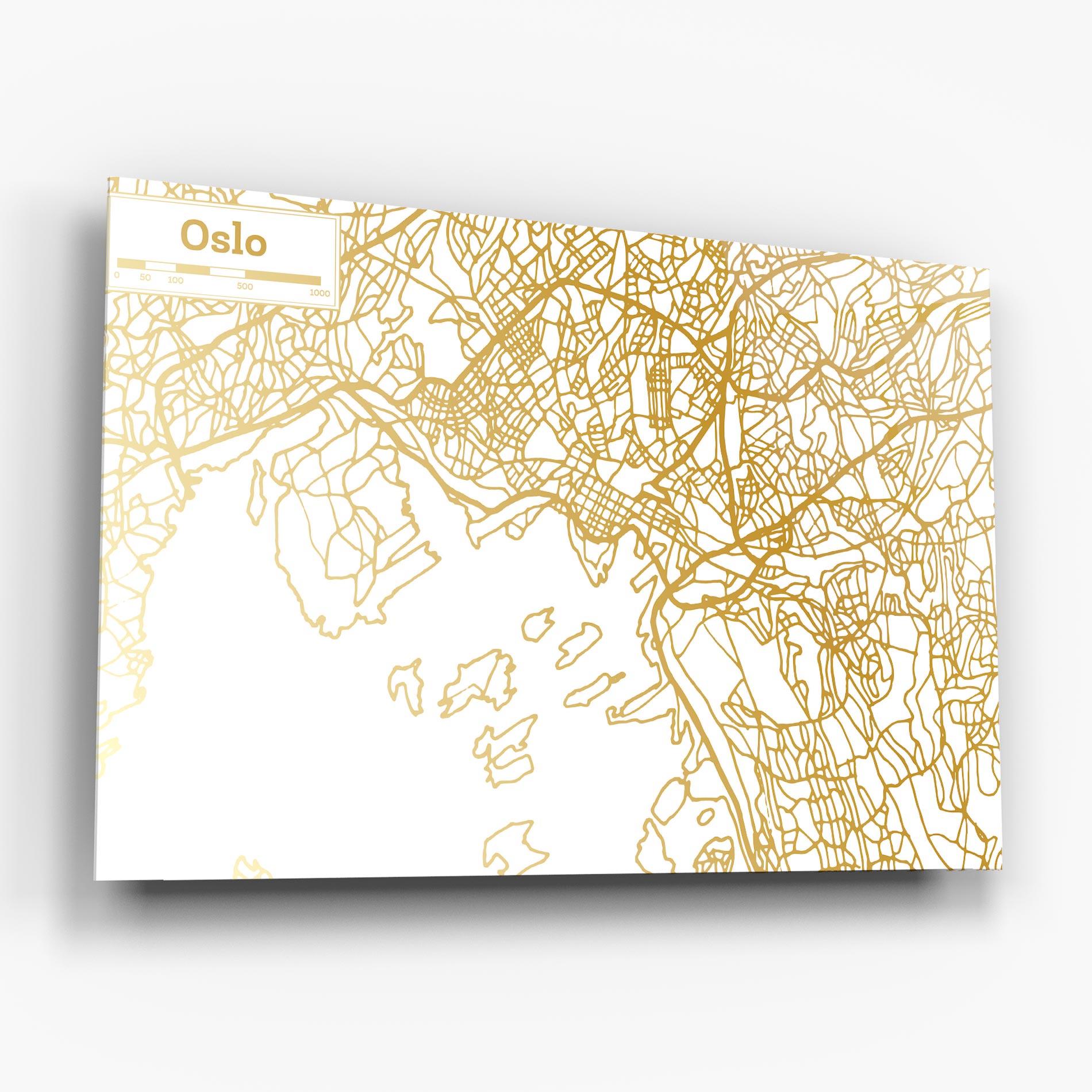 Obraz na Szkle Oslo Gold Map mockup 6