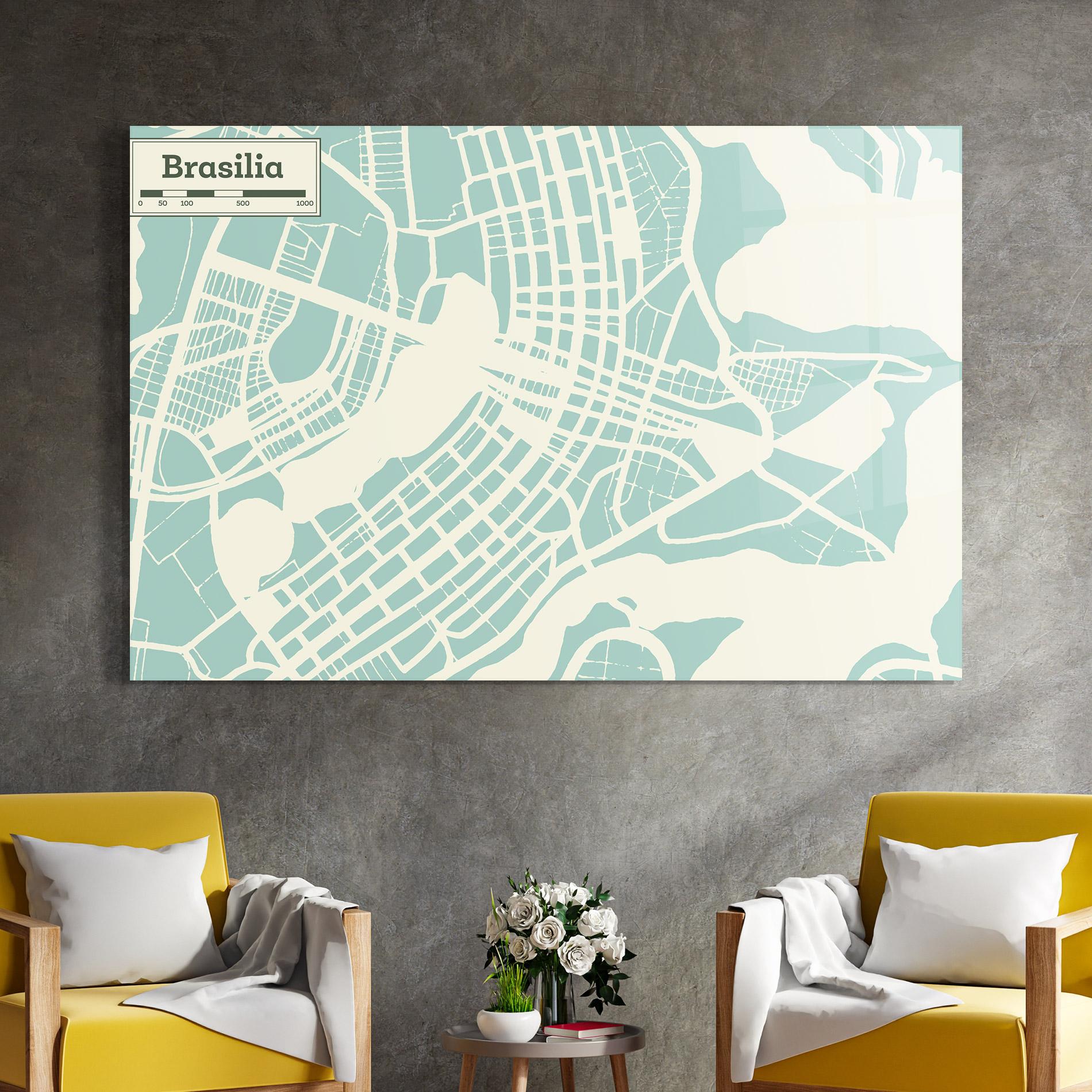 Obraz na Szkle Brasilia Map mockup 4