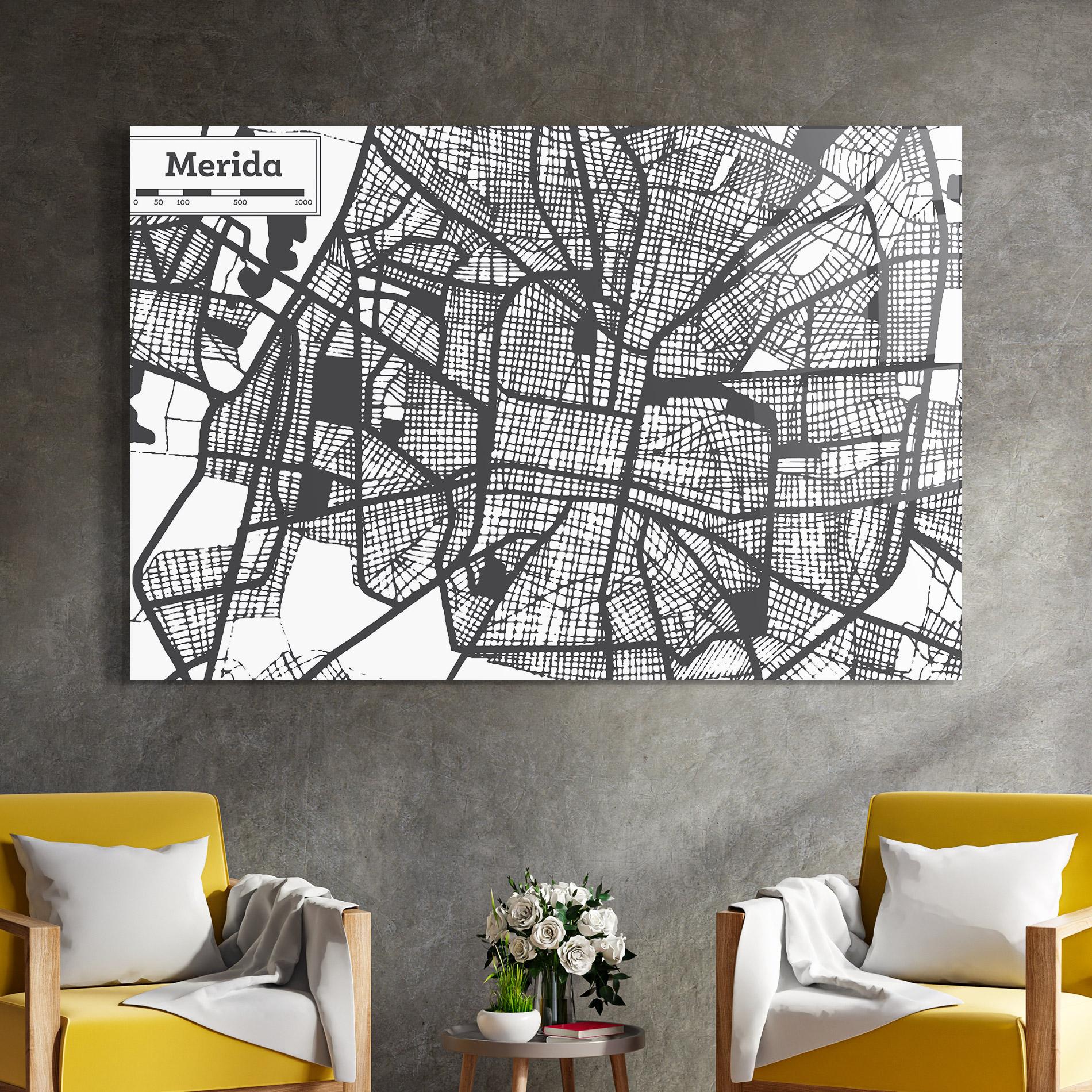 Obraz na Szkle Merida Map mockup 4