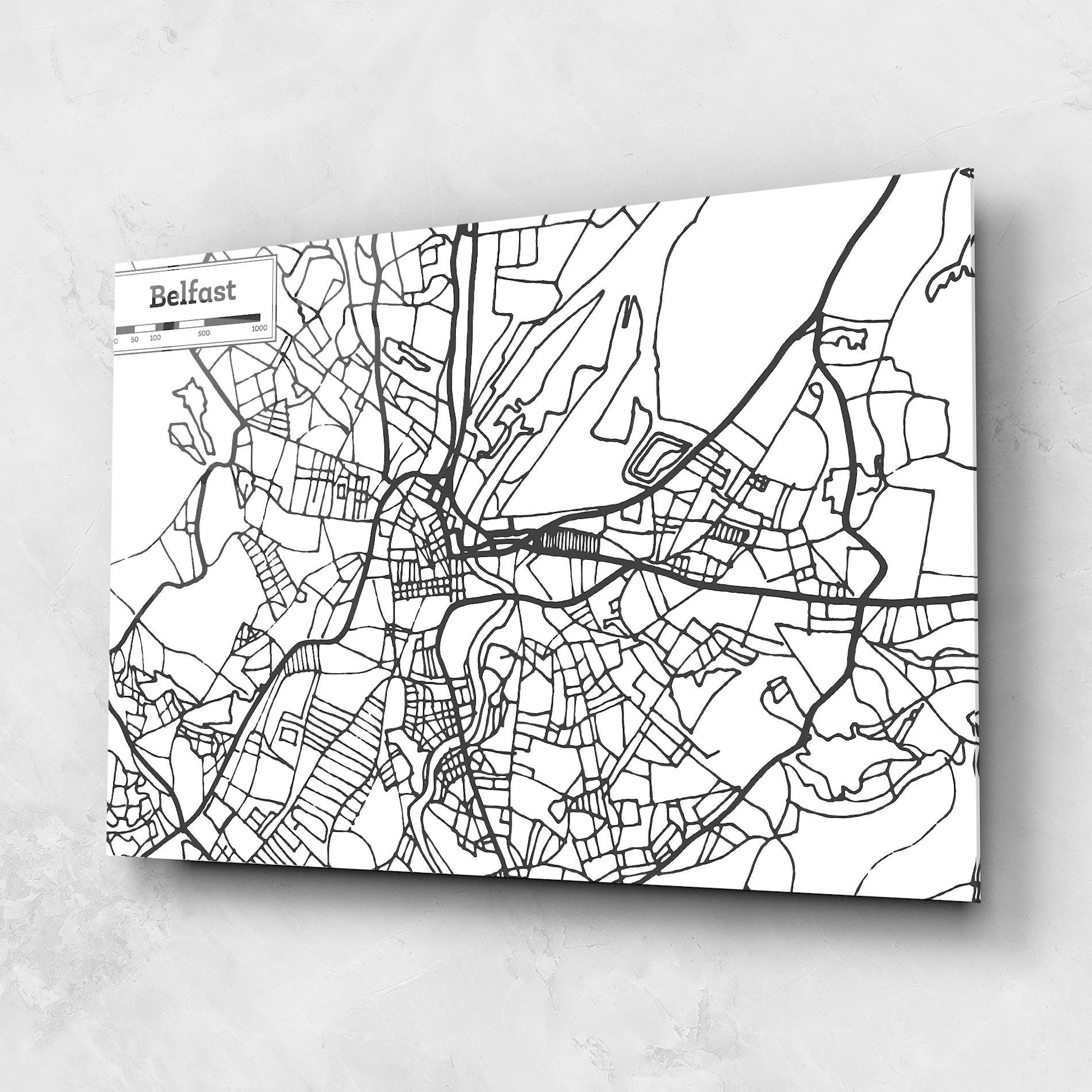 Obraz na Szkle Belfast Map mockup 1