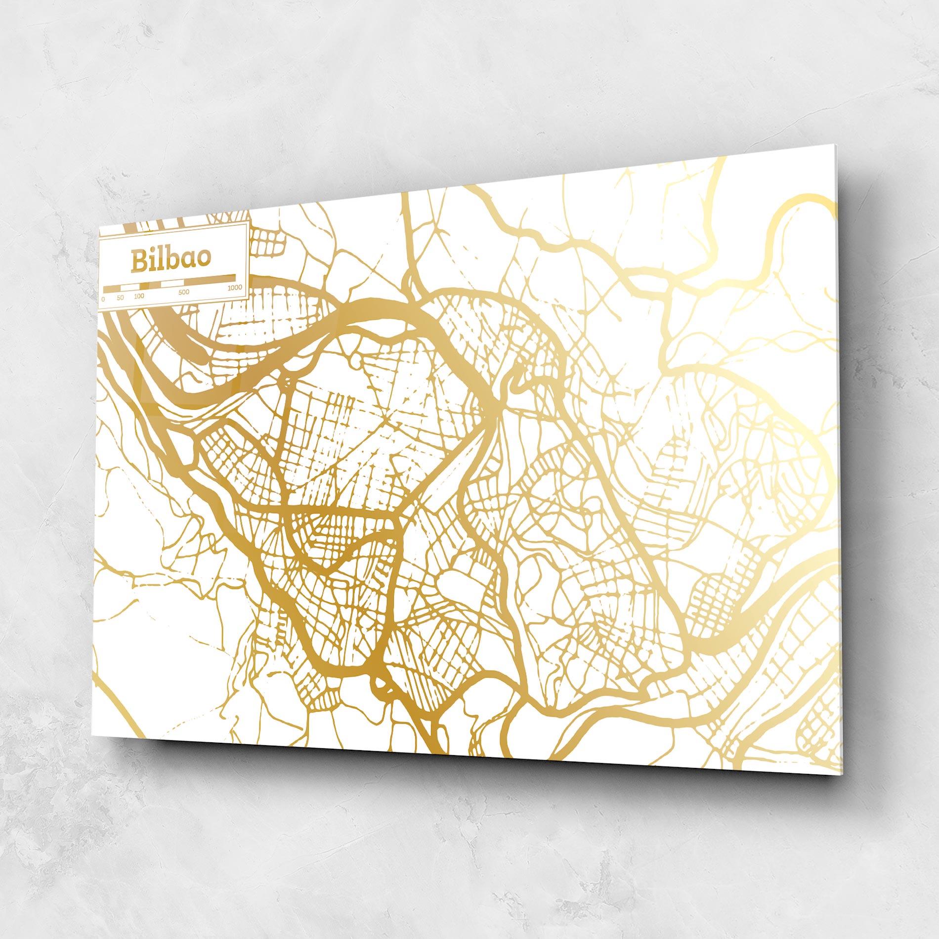 Obraz na Szkle Bilbao Gold Map mockup 1