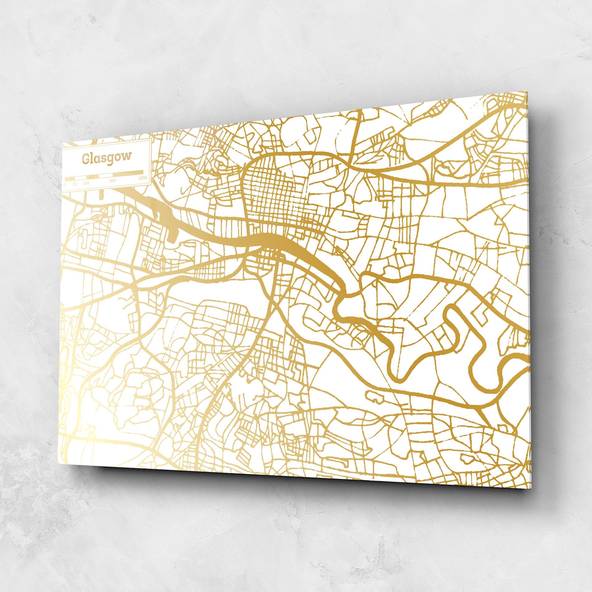 Obraz na Szkle Glasgow Gold Map mockup 1