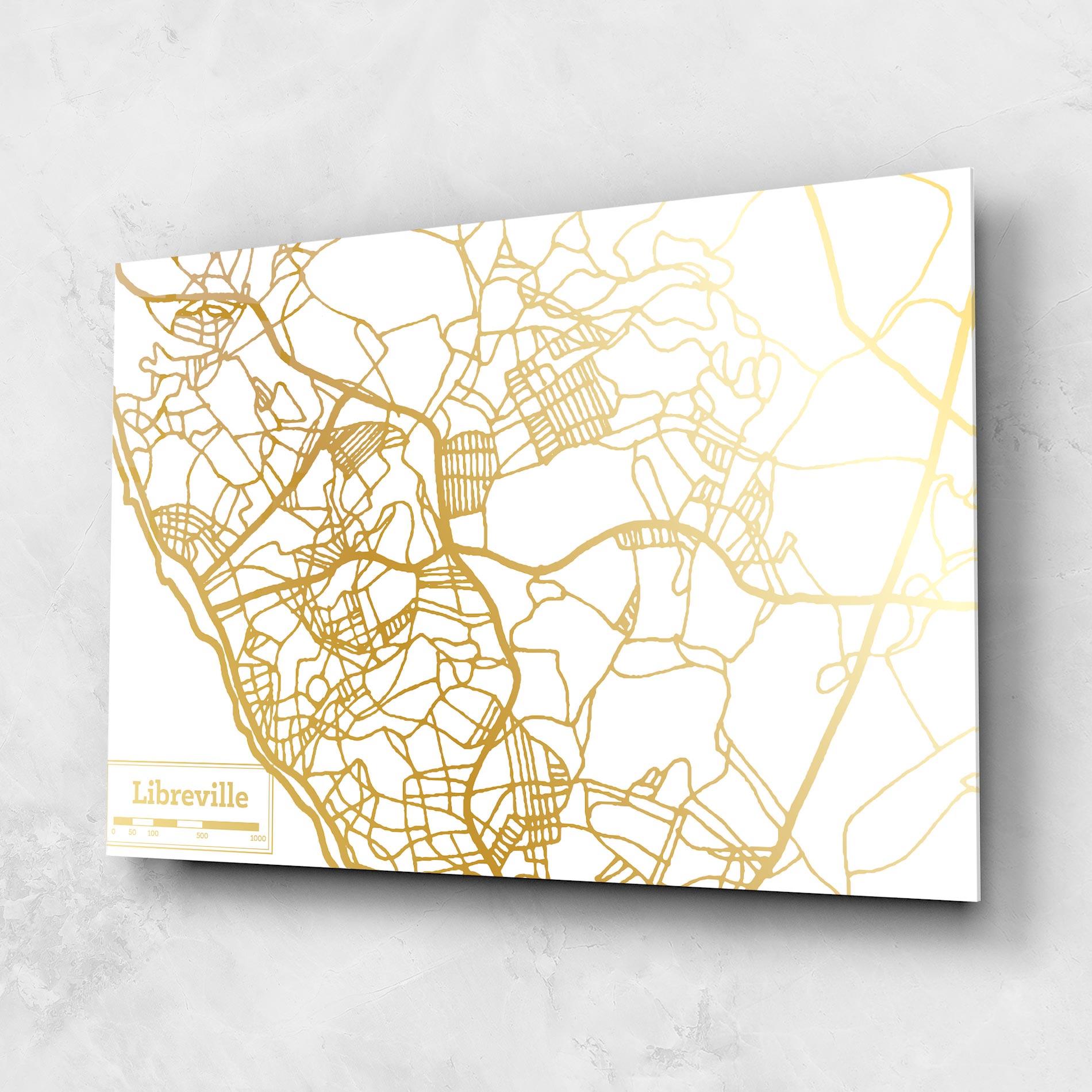 Obraz na Szkle Libreville Gold Map mockup 1