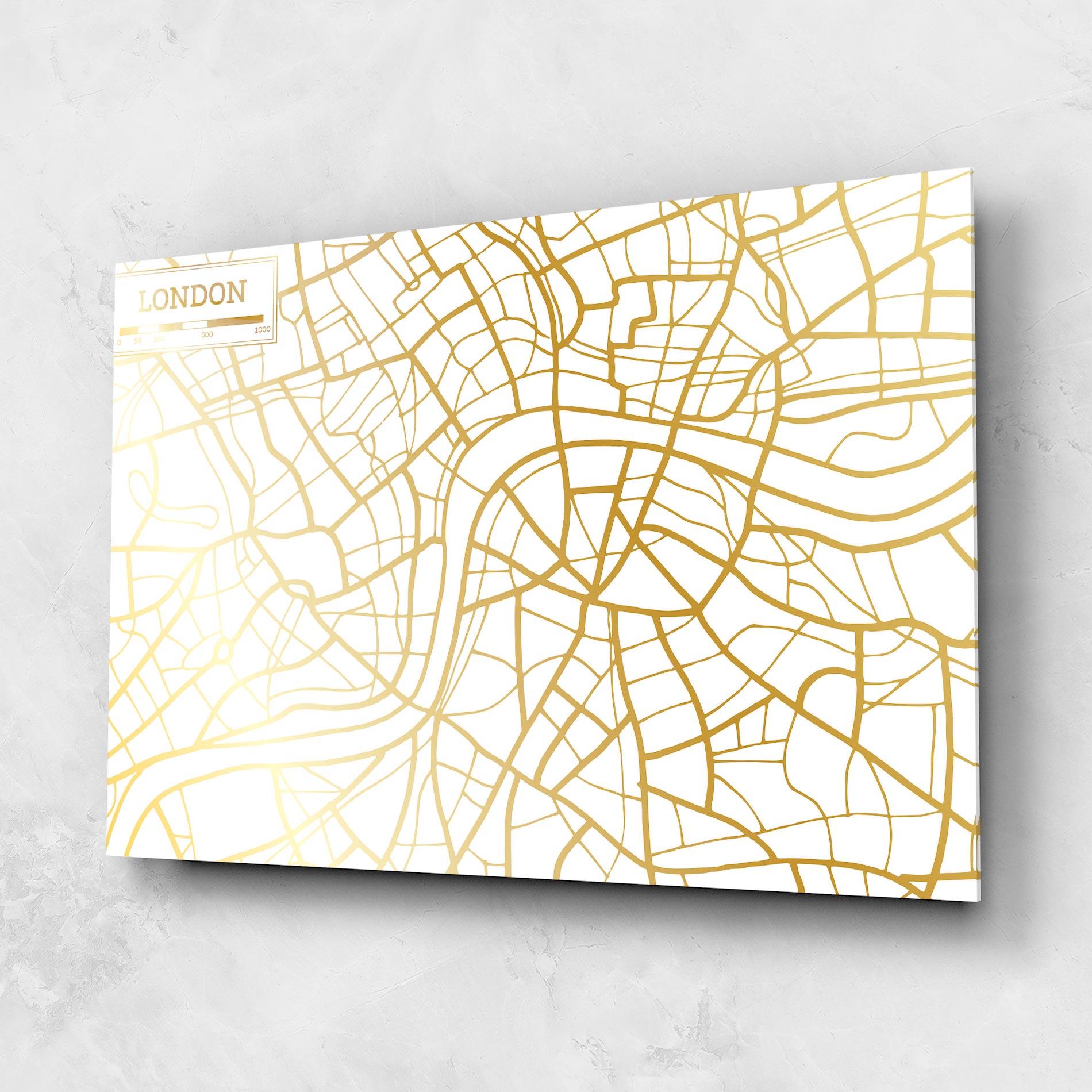 Obraz na Szkle London Gold Map mockup 1