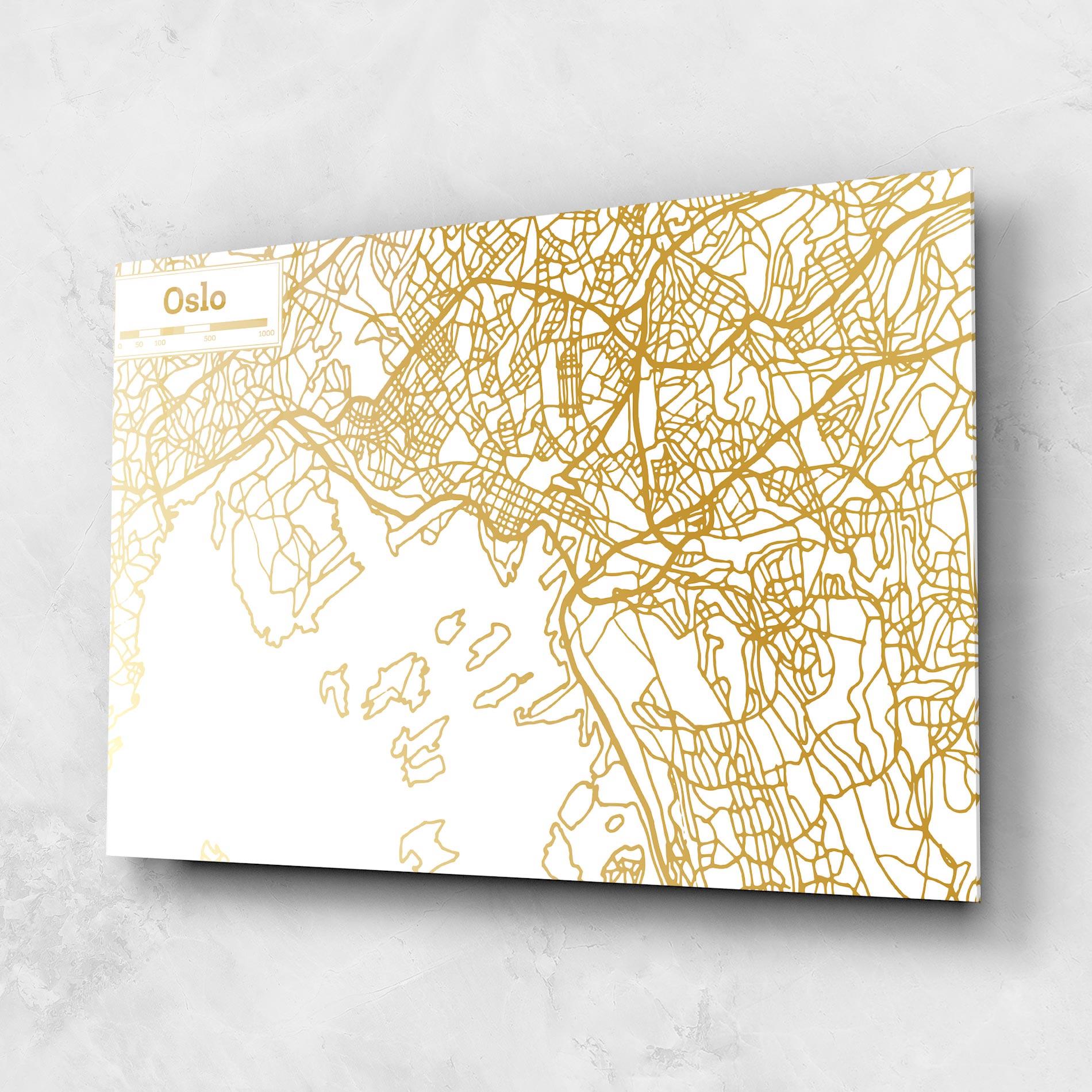 Obraz na Szkle Oslo Gold Map mockup 1