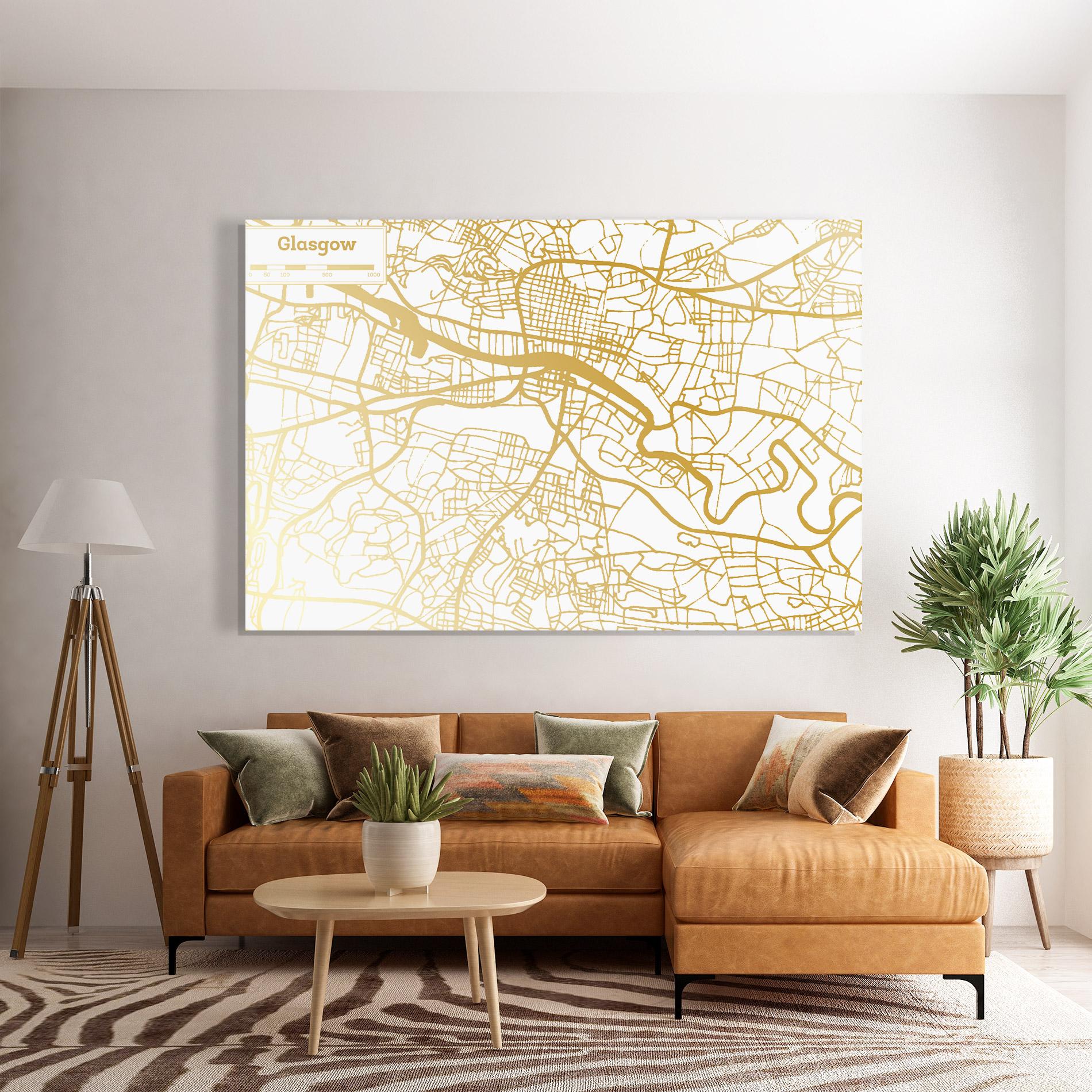 Obraz na Szkle Glasgow Gold Map mockup 7