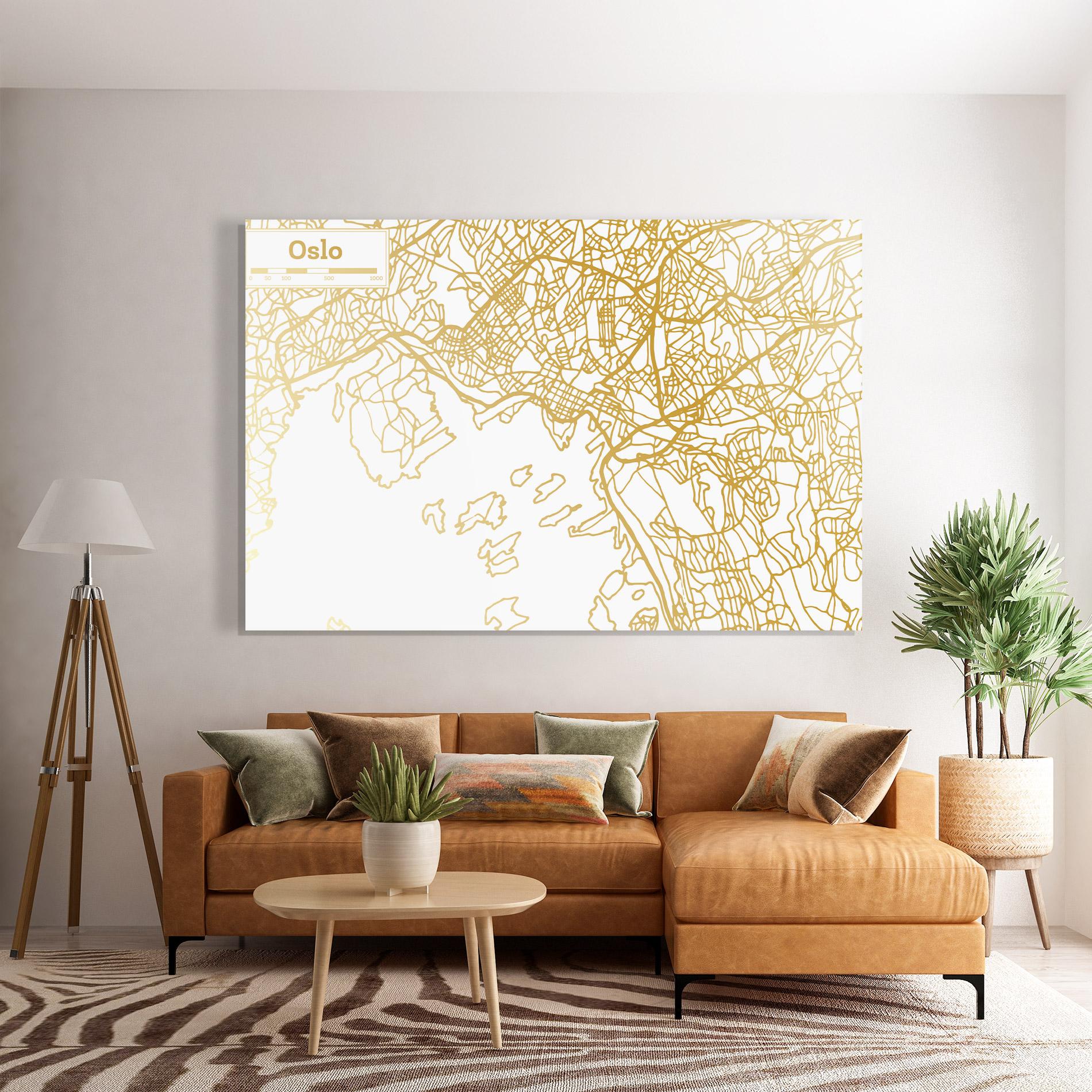 Obraz na Szkle Oslo Gold Map mockup 7