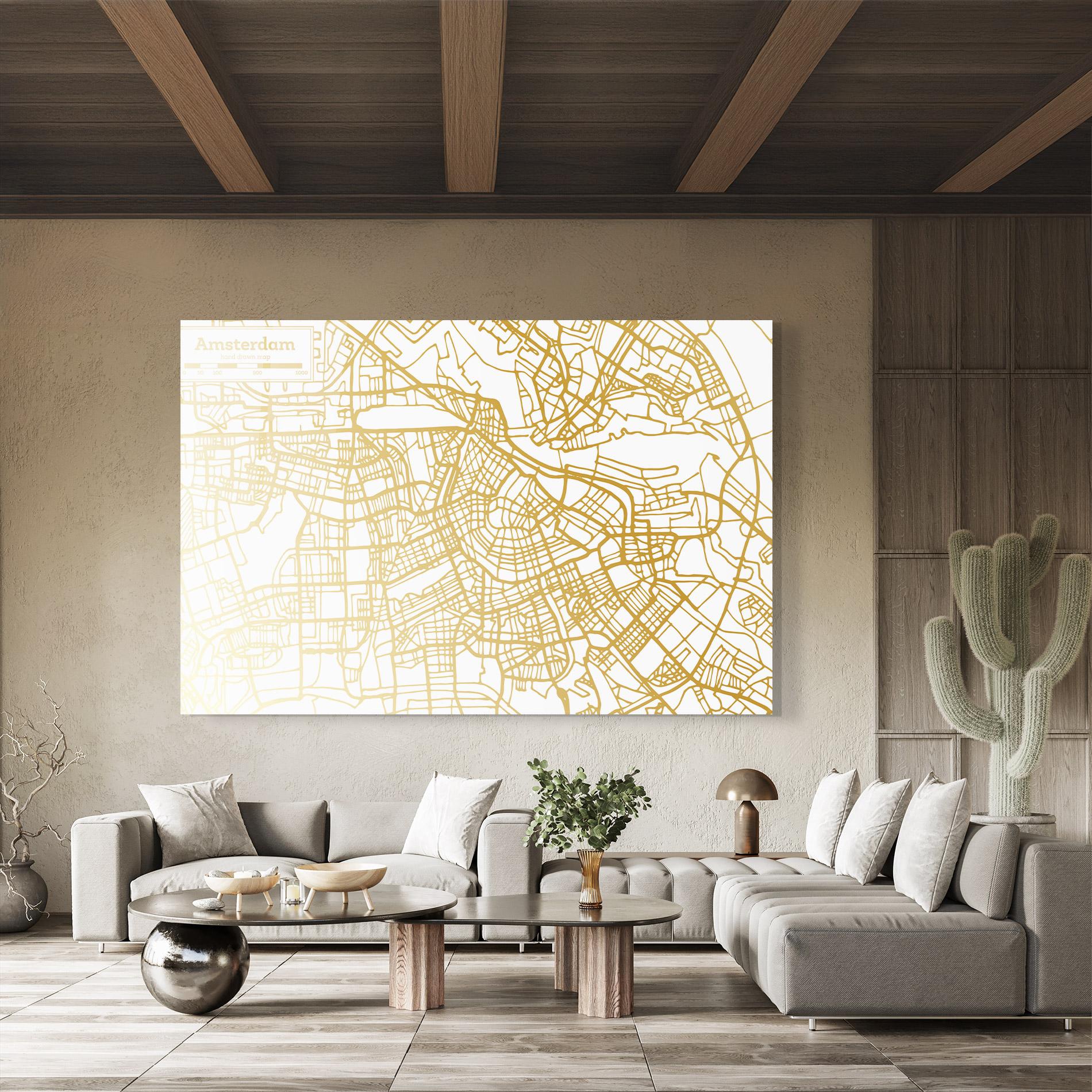 Obraz na Szkle Amsterdam Gold Map mockup 8