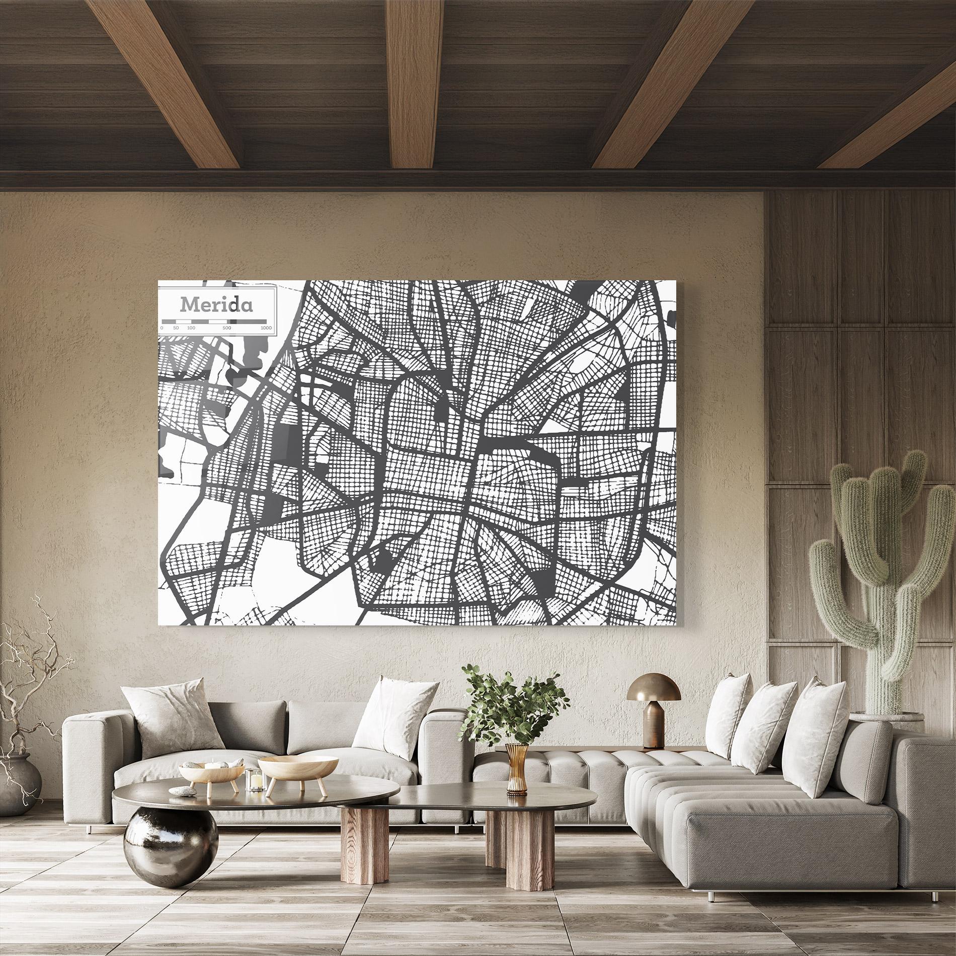 Obraz na Szkle Merida Map mockup 8