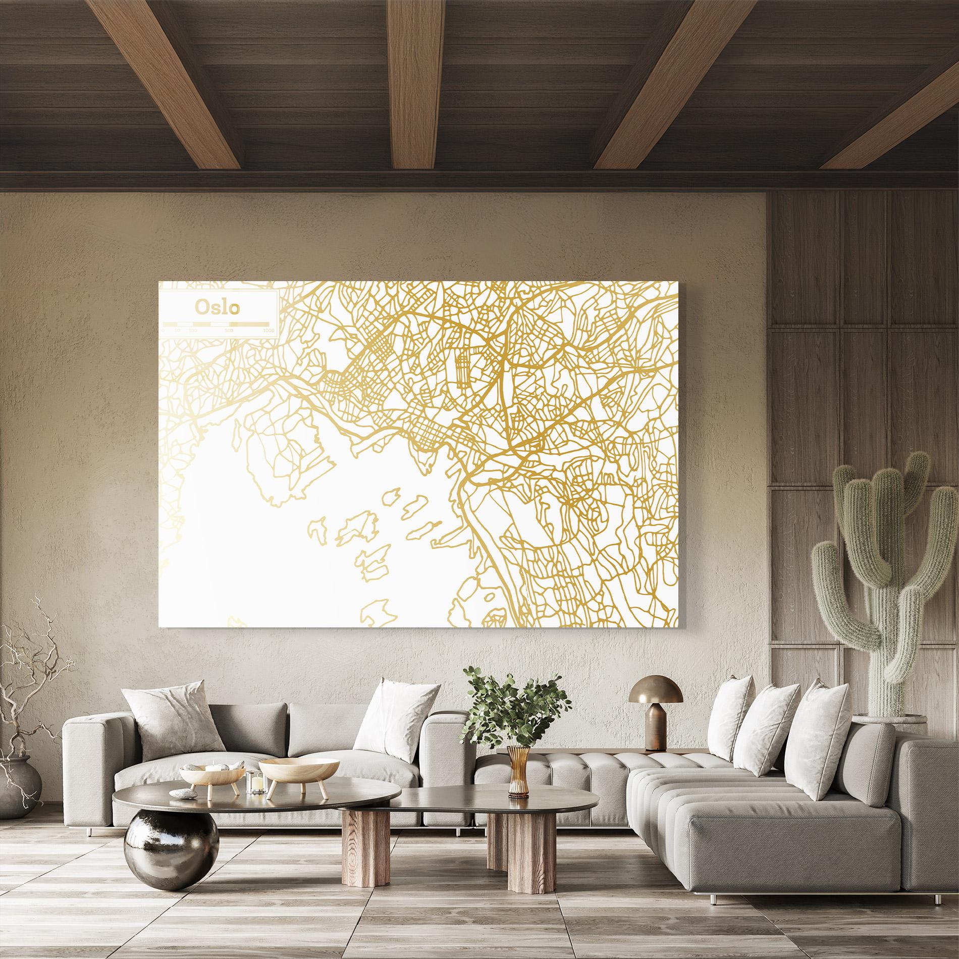 Obraz na Szkle Oslo Gold Map mockup 8