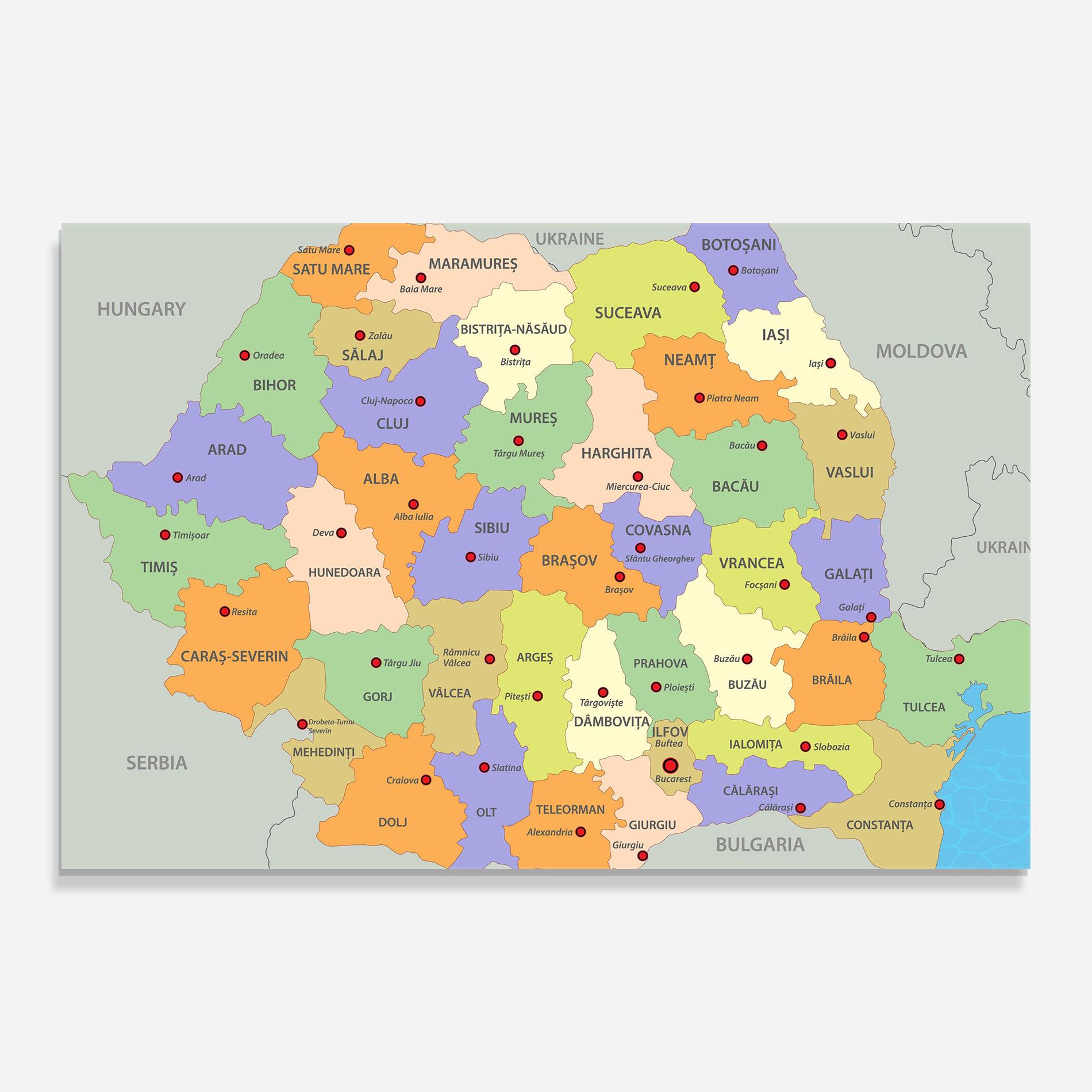 Obraz na Szkle Romania Map mockup 0