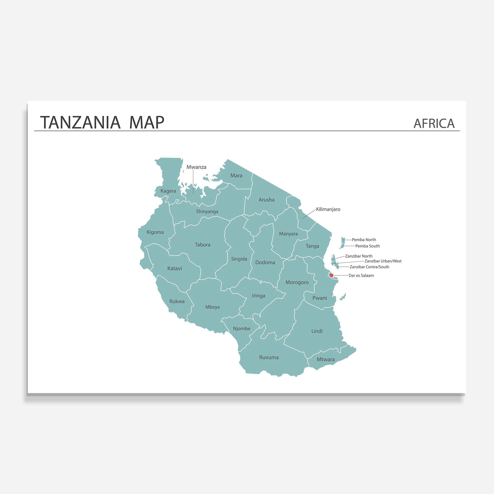 Obraz na Szkle Tanzania Map mockup 0