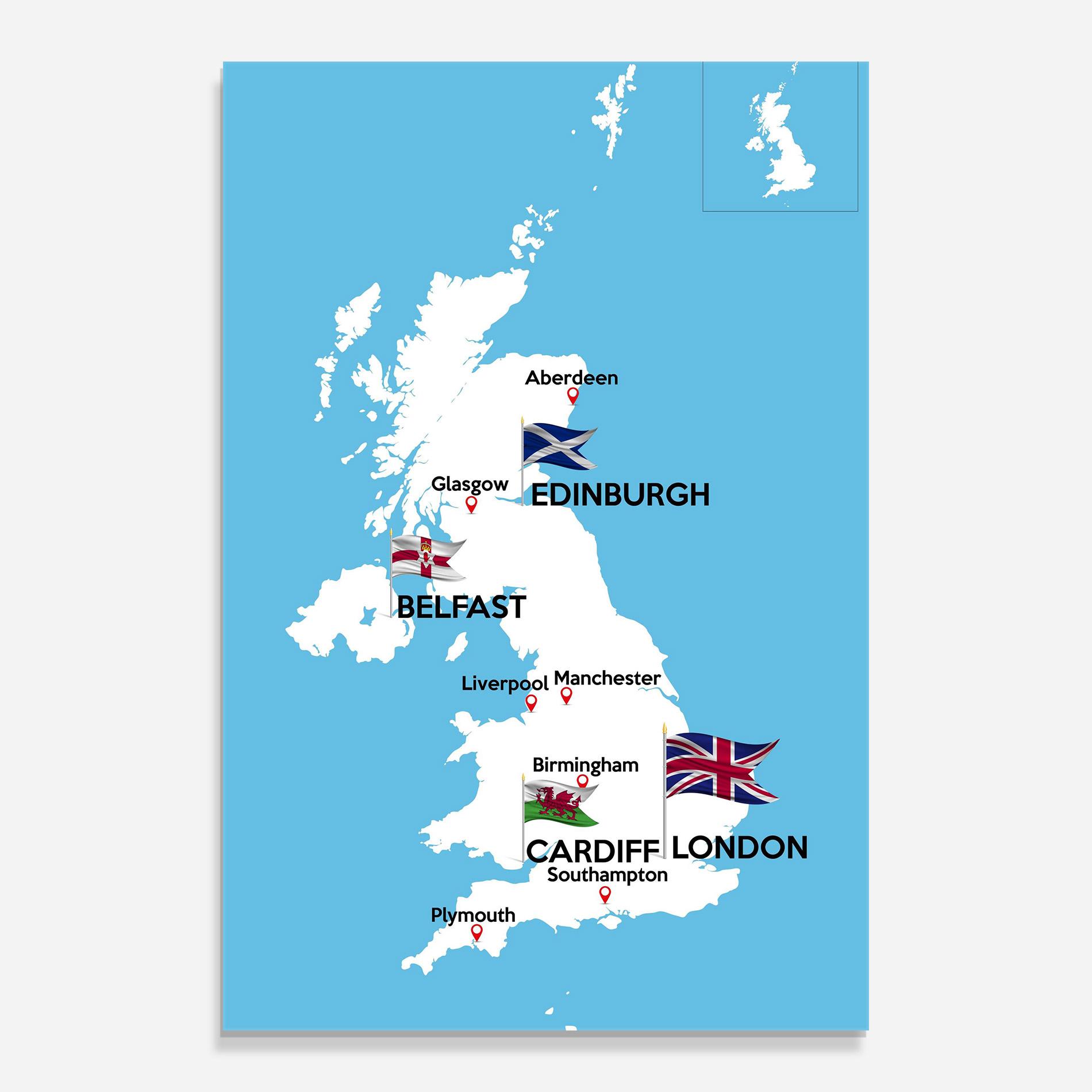 Obraz na Szkle England Map mockup 0