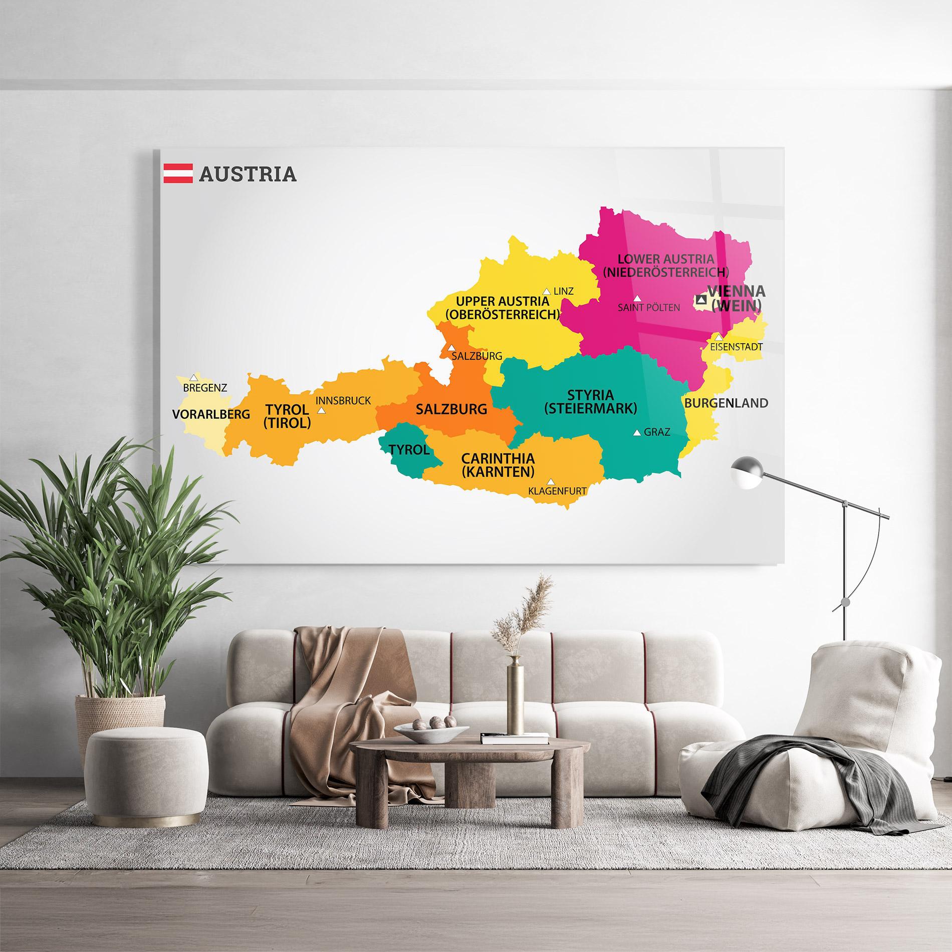 Obraz na Szkle Austria Color Map mockup 9