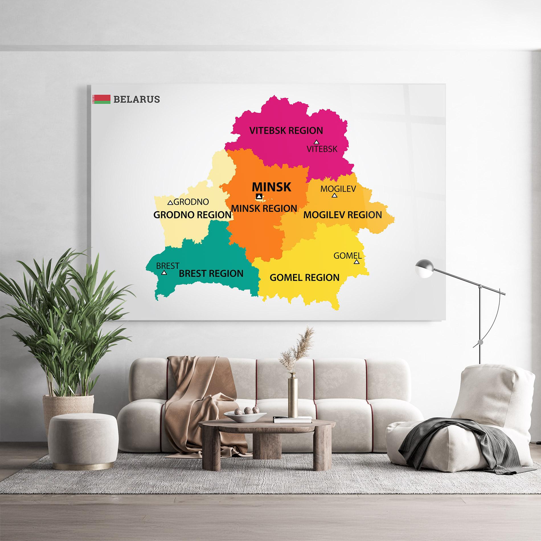 Obraz na Szkle Belarus Color Map mockup 9
