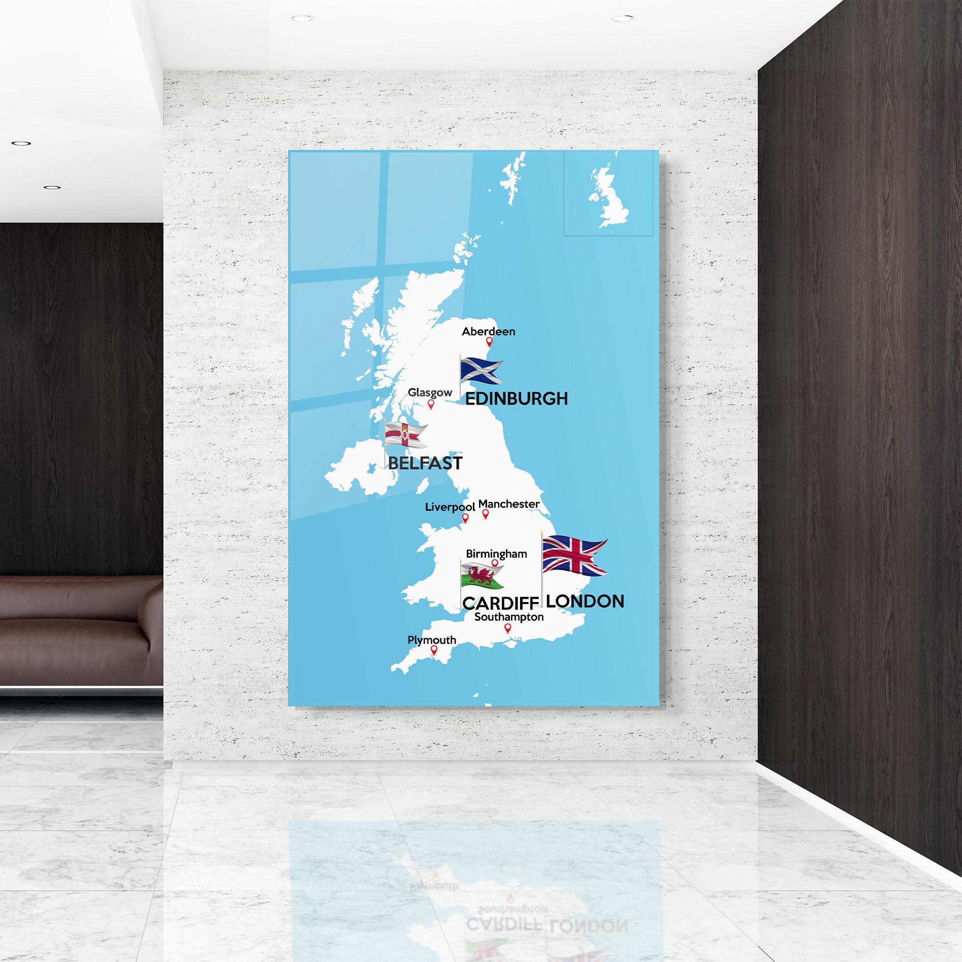 Obraz na Szkle England Map mockup 9