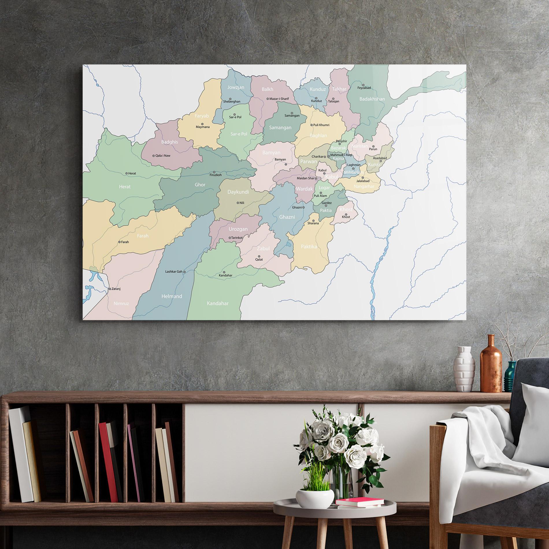 Obraz na Szkle Afghanistan Map mockup 2