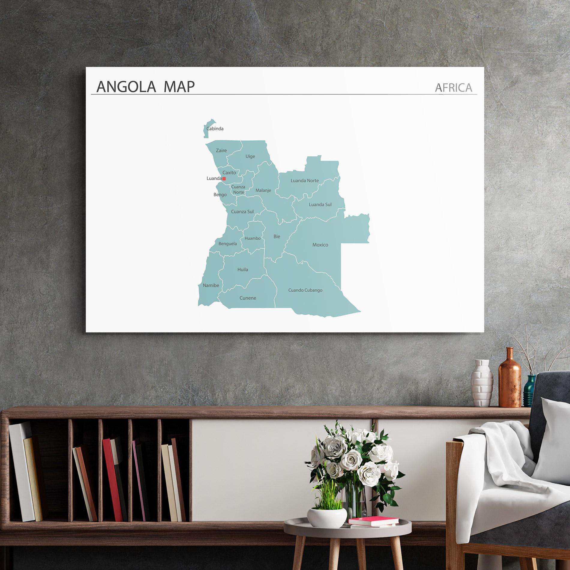 Obraz na Szkle Angola Map mockup 2