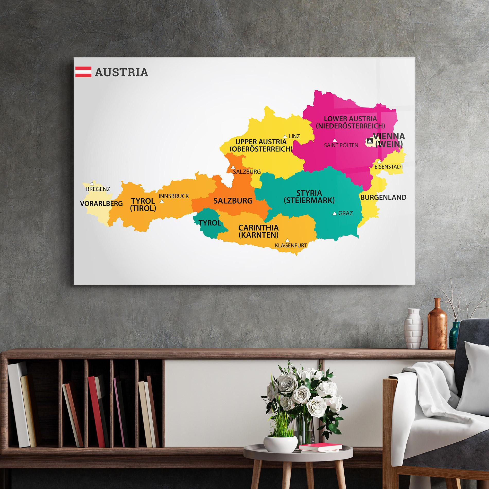 Obraz na Szkle Austria Color Map mockup 2