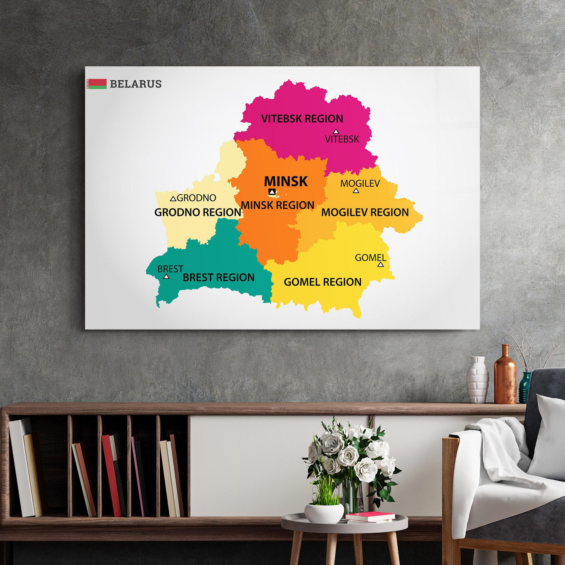 Obraz na Szkle Belarus Color Map mockup 2